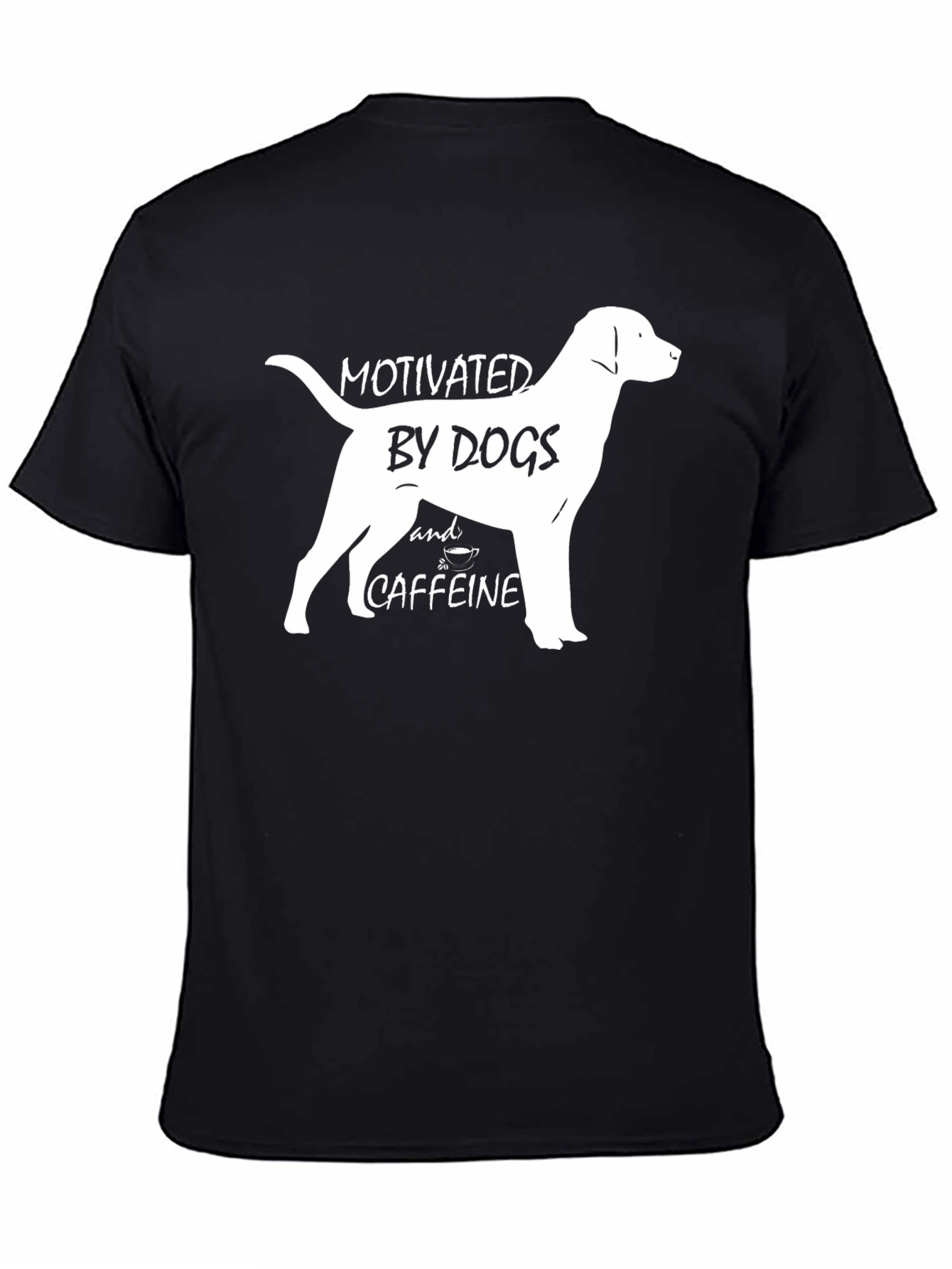 Black Motivated by Dogs and Caffeine Black T-Shirt view 4