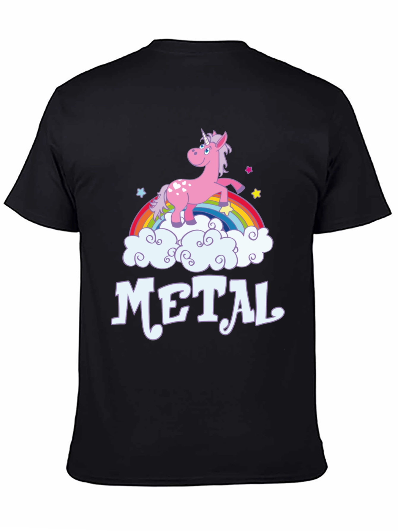 Black Unicorn Rainbow Heavy Metal T-Shirt - Black Graphic Tee view 4