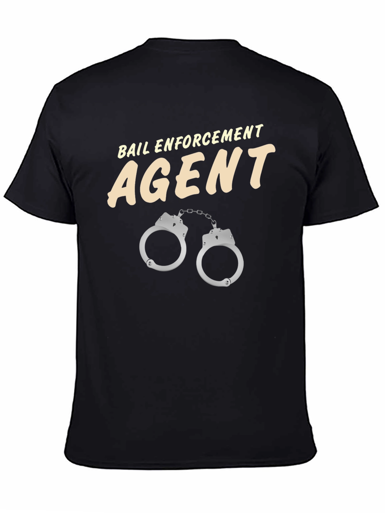 Black Bail Enforcement Agent T-Shirt Funny Handcuffs Design view 4