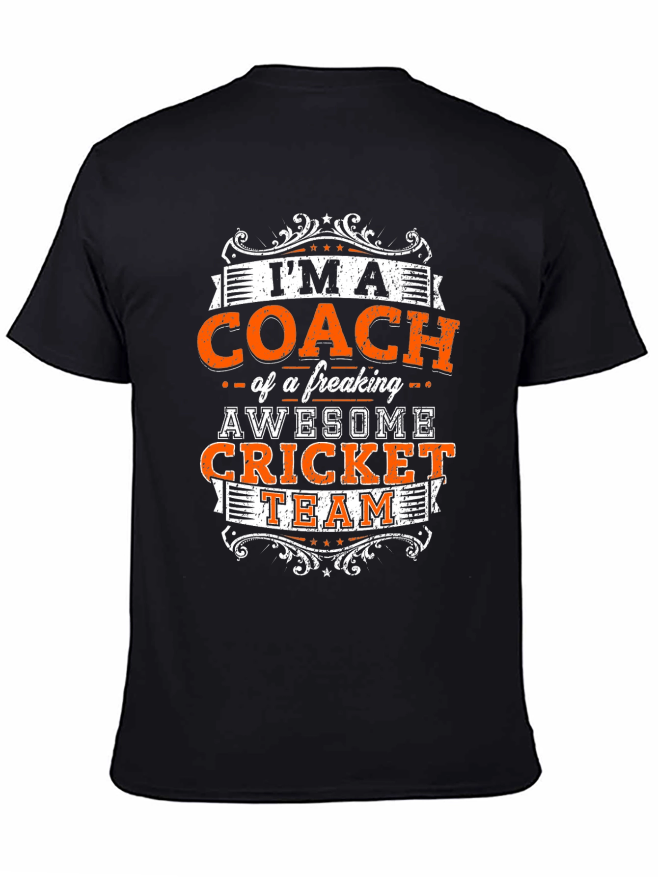 Black Cricket Coach T-Shirt - Awesome Team Tee view 4