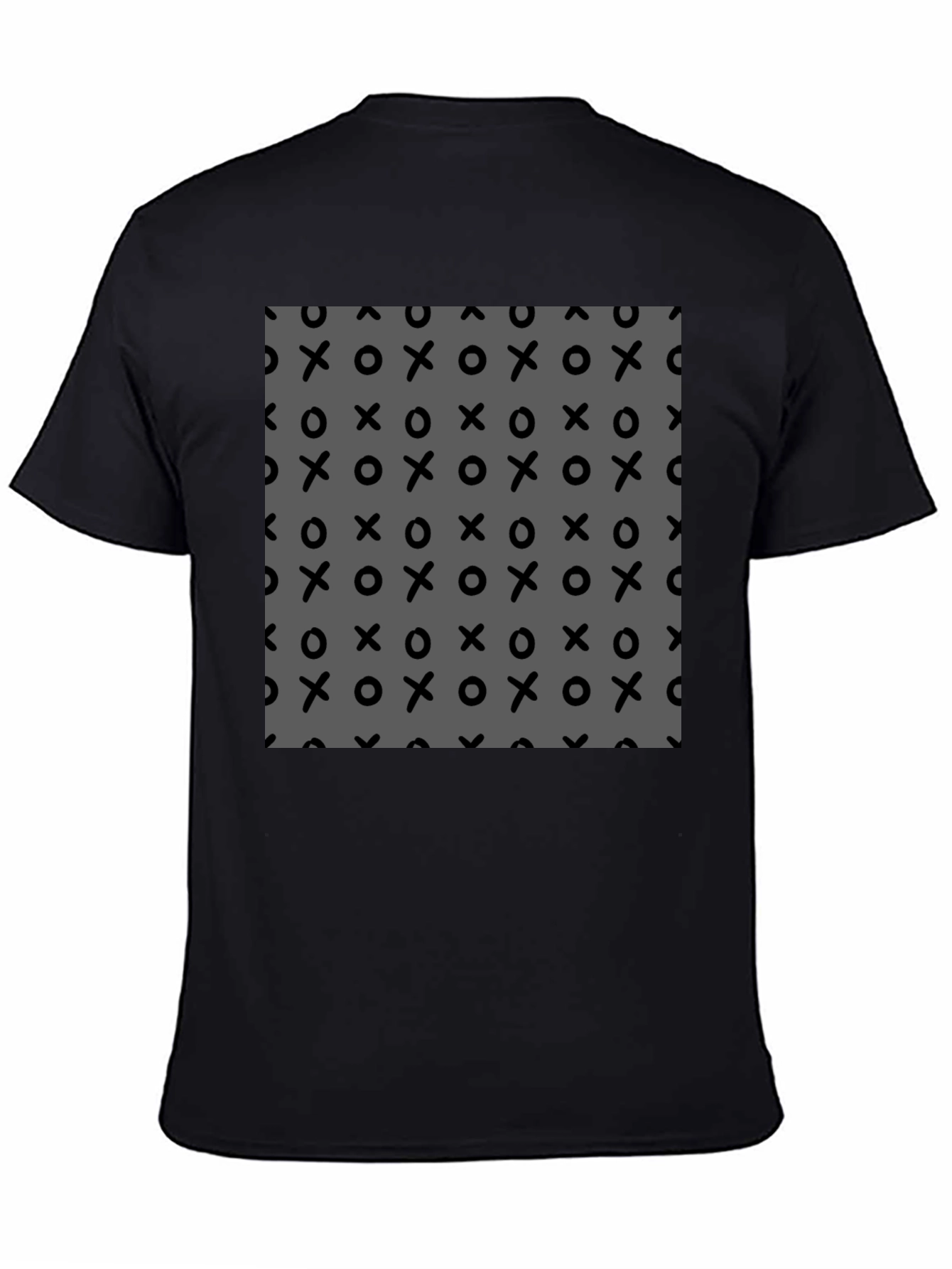Black Abstract XO Pattern Black T-Shirt view 4
