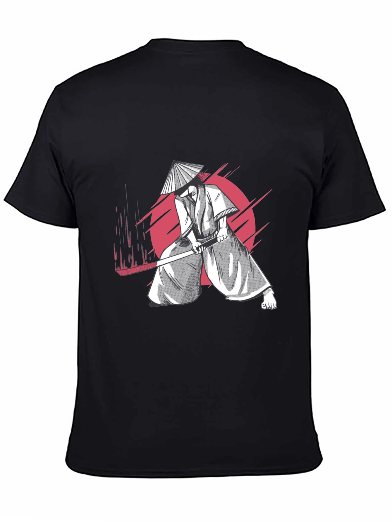 Black Samurai Graphic Tee - Black Cotton T-Shirt view 4
