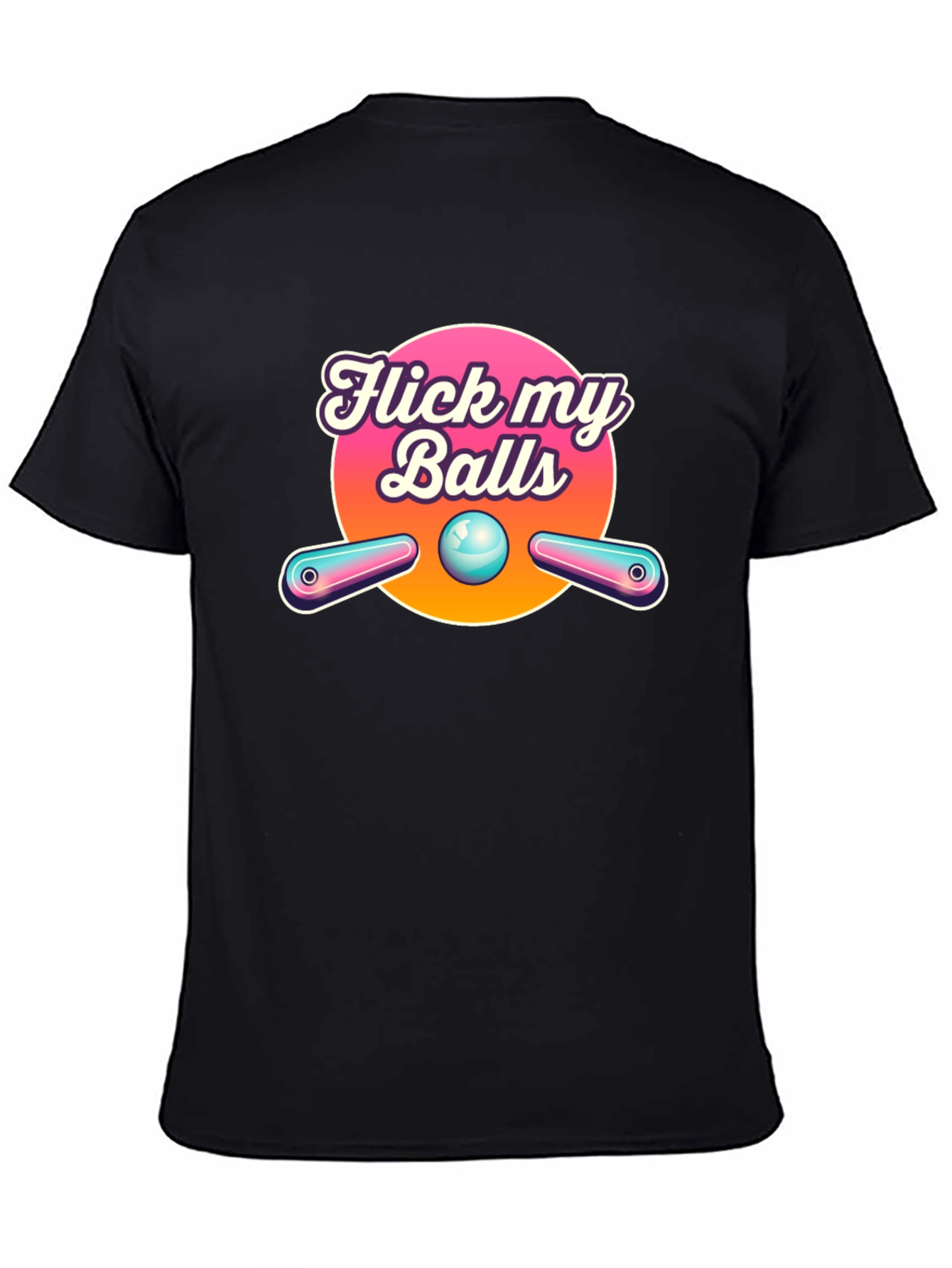 Black Flick My Balls Pinball T-Shirt - Funny Graphic Tee view 4