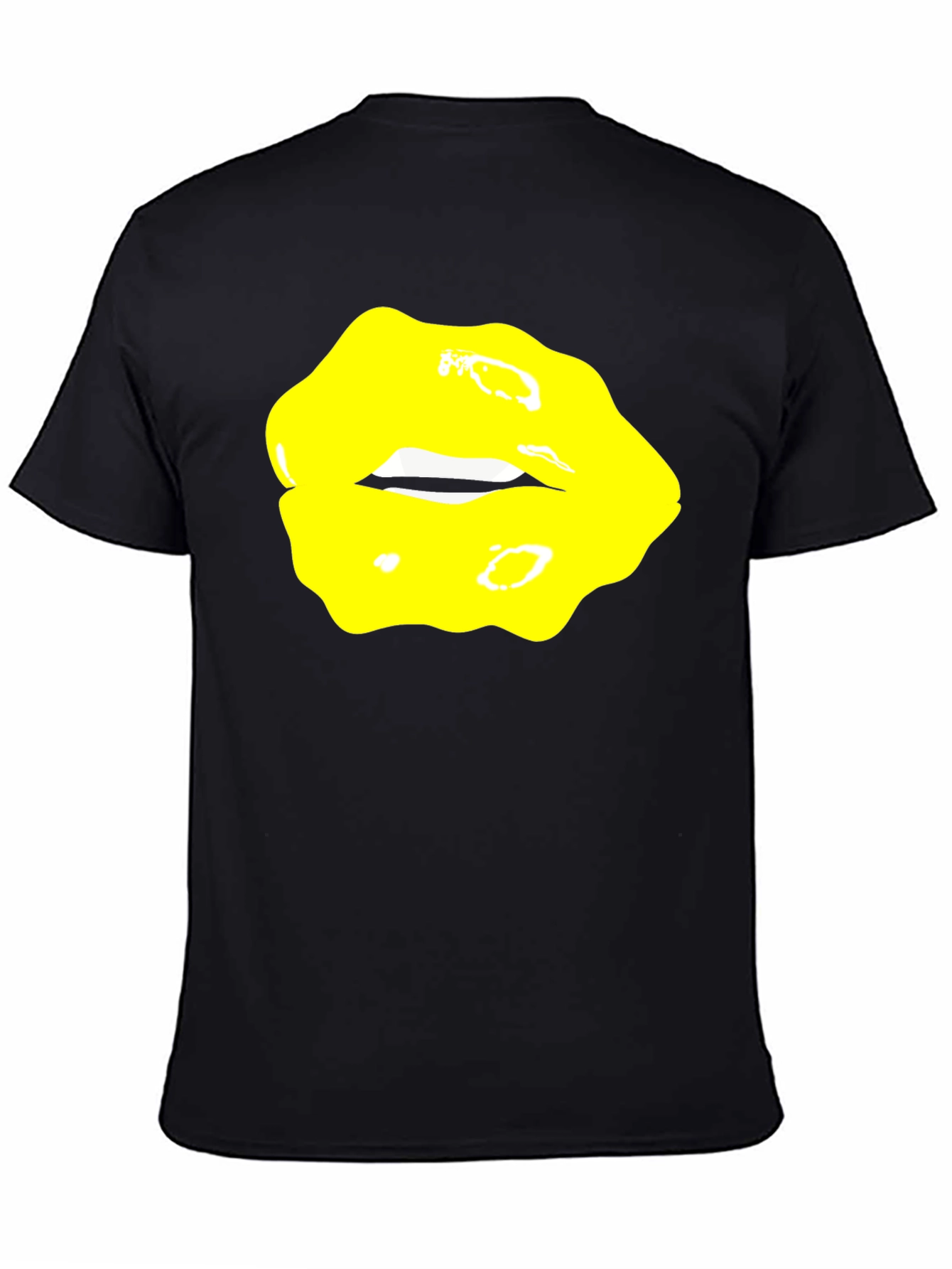 Black Yellow Lips Graphic Black Tee view 4