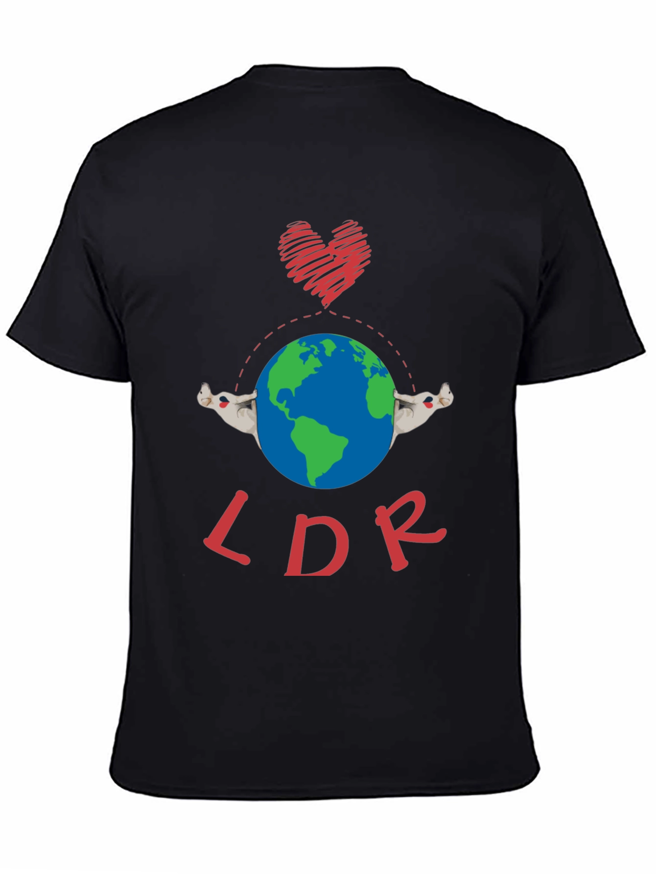 Black LDR Heart & Globe Graphic T-Shirt view 4