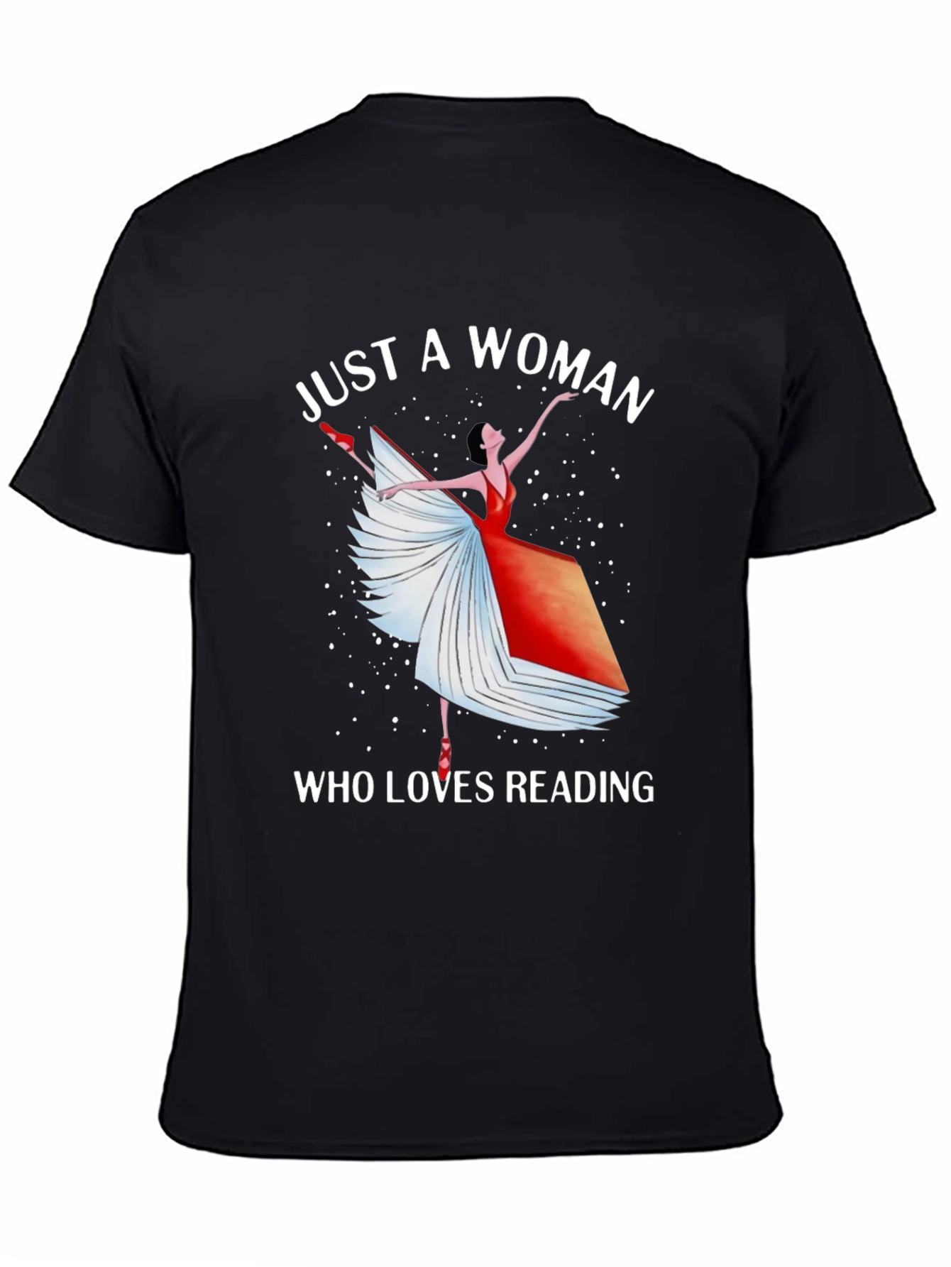 Black Just A Woman Who Loves Reading T-Shirt view 4