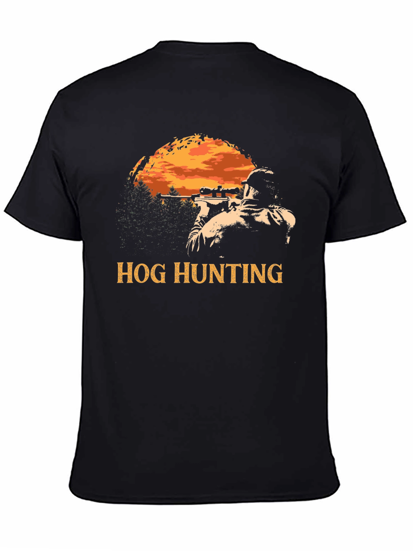 Black Hog Hunting T-Shirt - Hunter Graphic Tee view 4