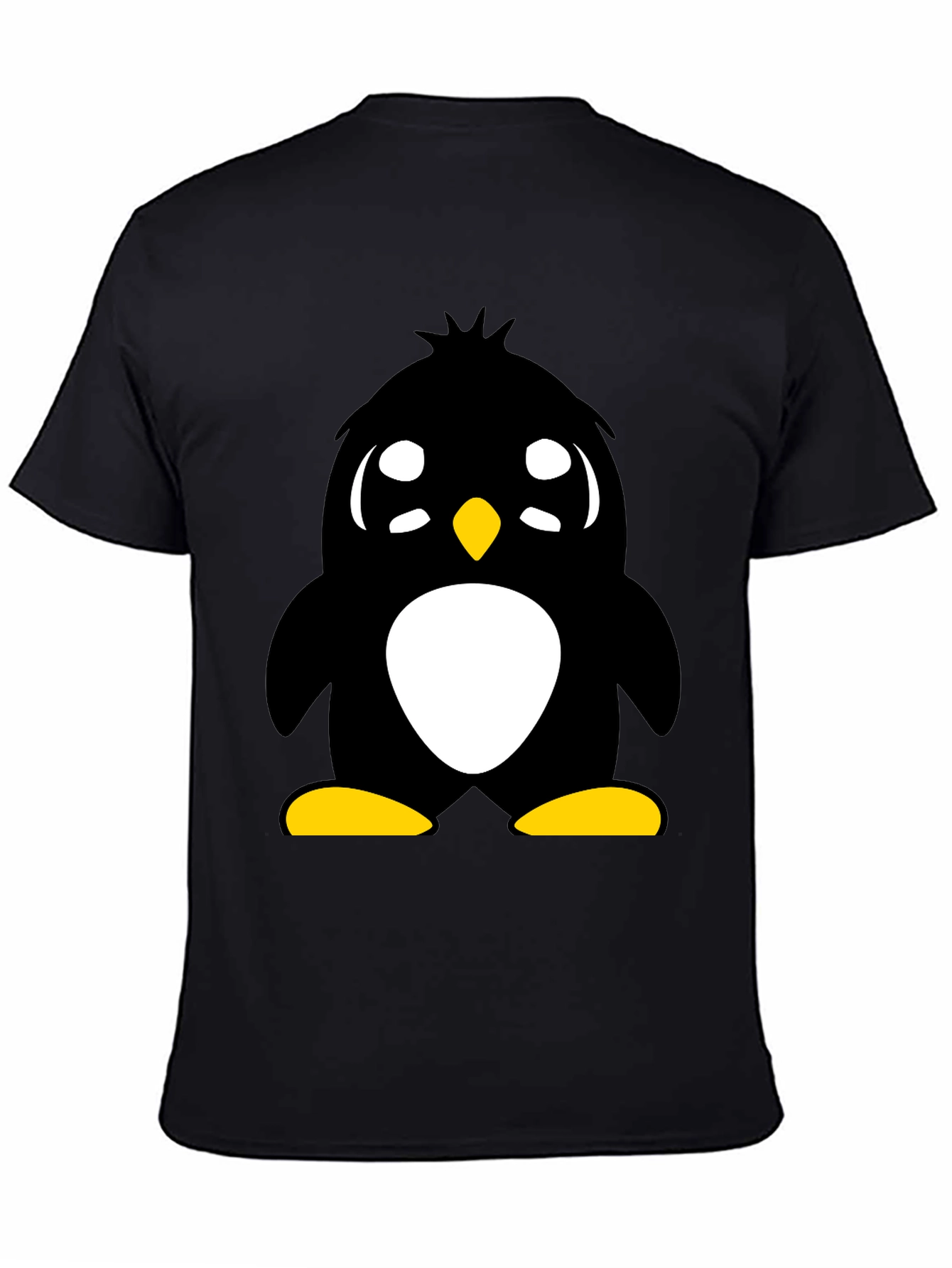 Black Cute Penguin Graphic Tee - Unisex Black T-Shirt view 4