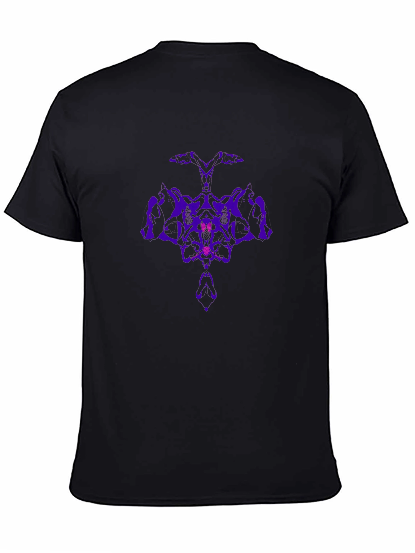 Black Abstract Purple Rorschach Inkblot Black T-Shirt view 4