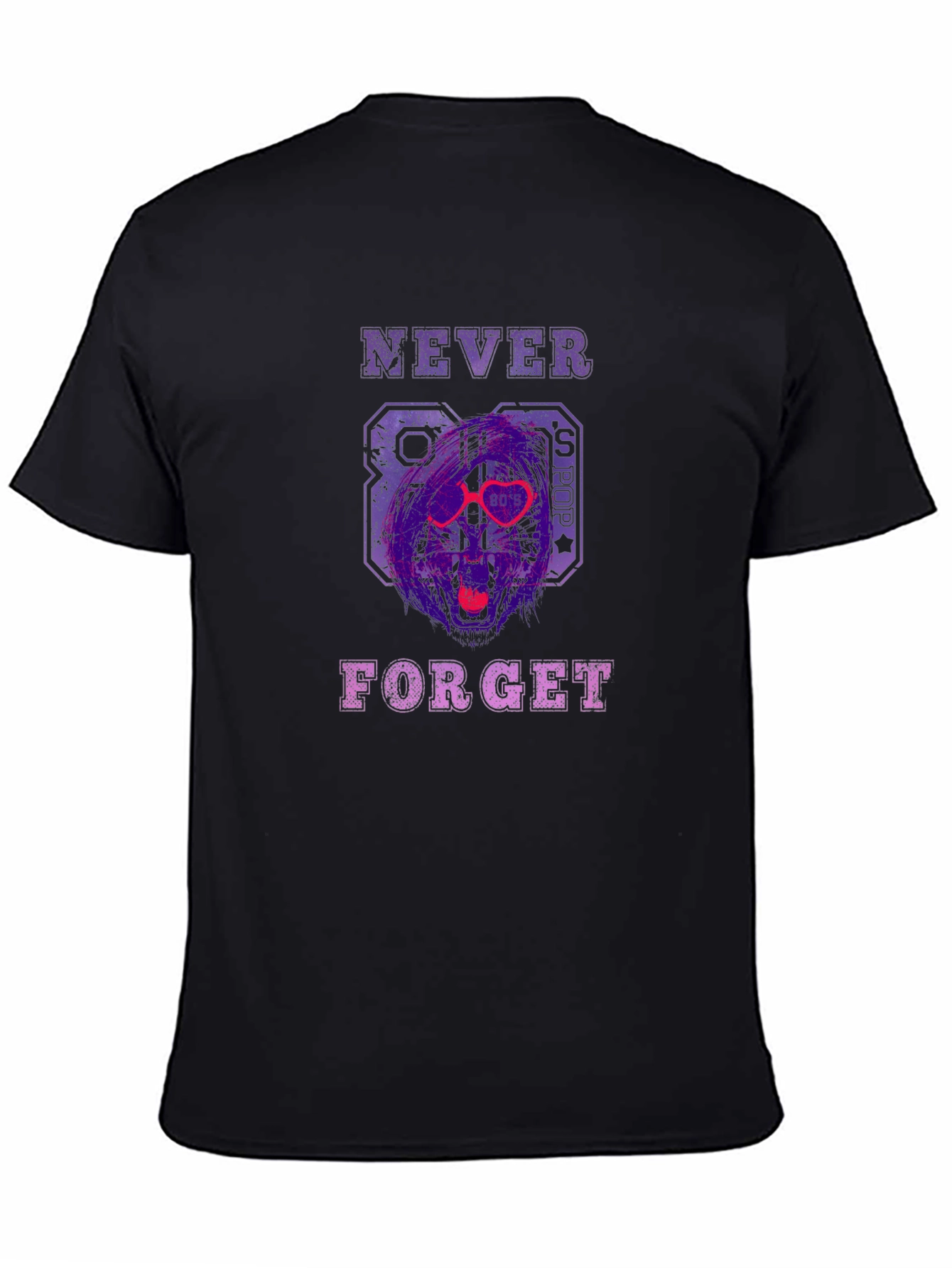 Black Retro 80s Pop Graphic Tee - Never Forget T-Shirt view 4