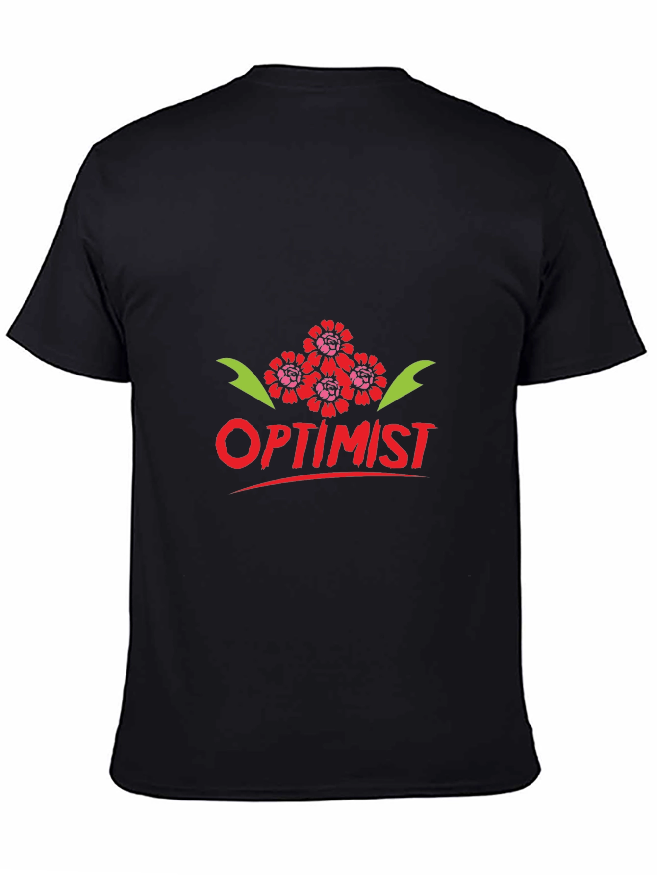 Black Optimist Graphic Tee - Trendy Crew Neck T-Shirt view 4