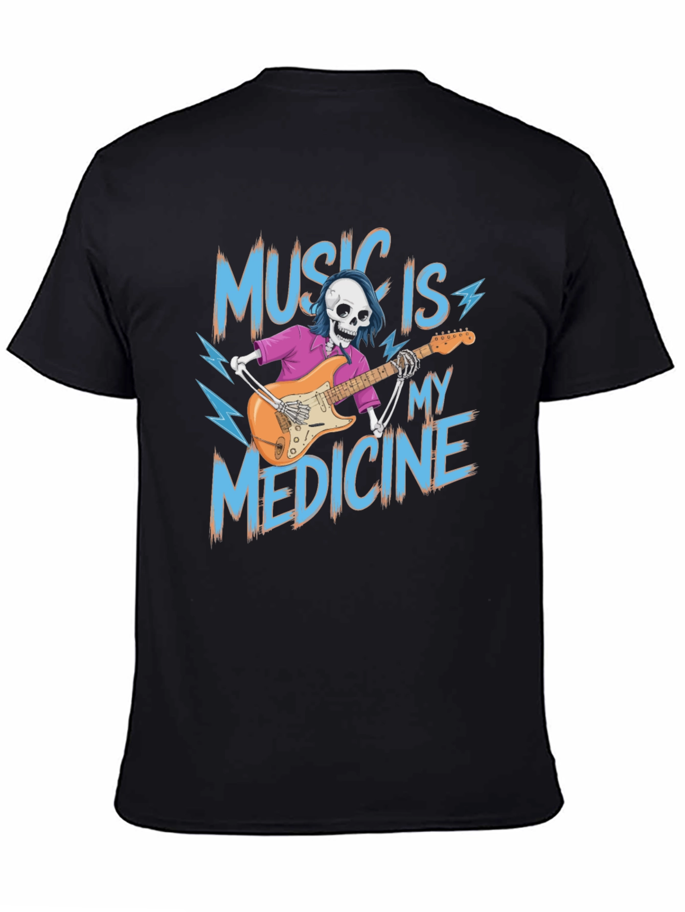 Black Music is My Medicine Skeleton Graphic T-Shirt view 4