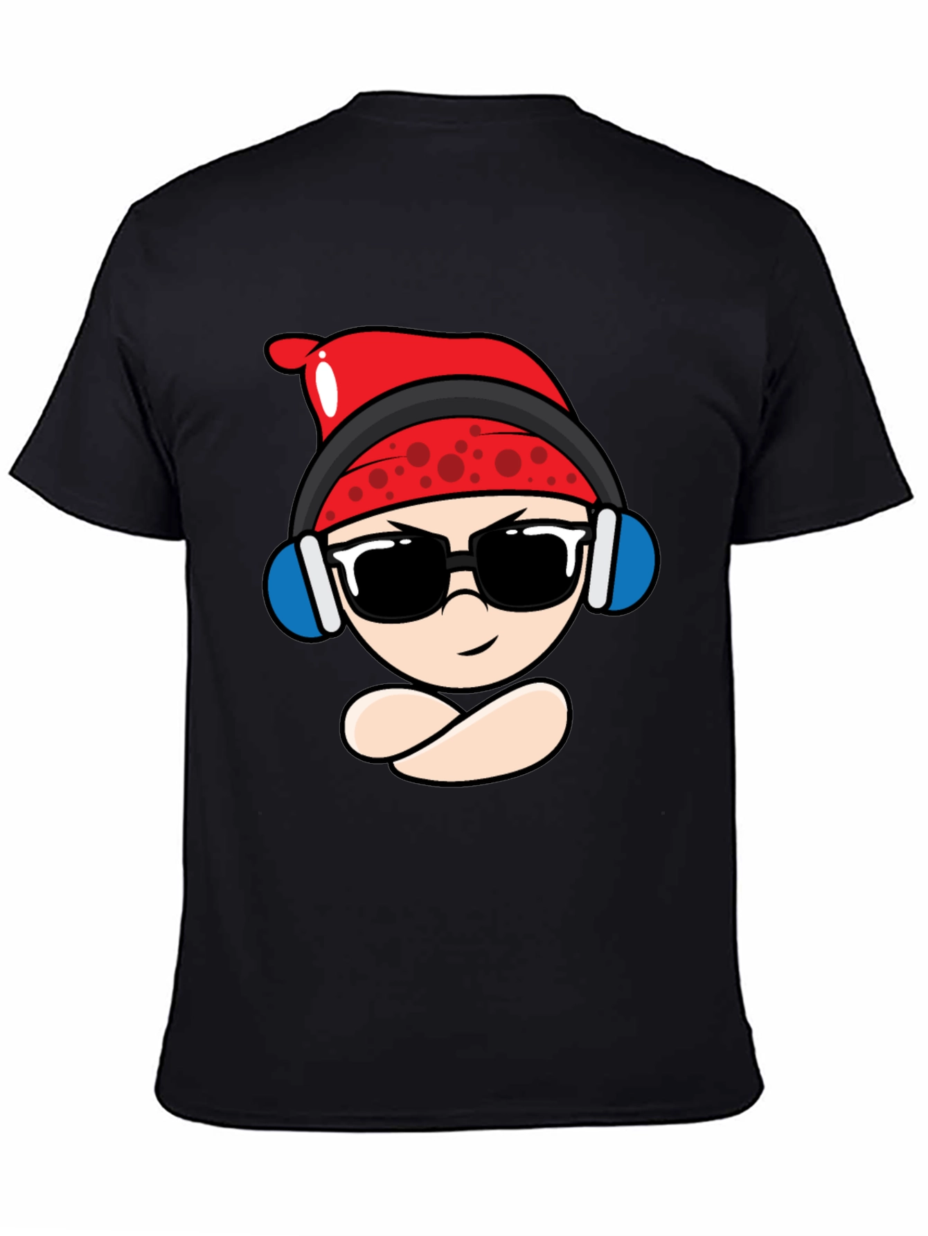 Black Cool Cartoon Character Black T-Shirt view 4