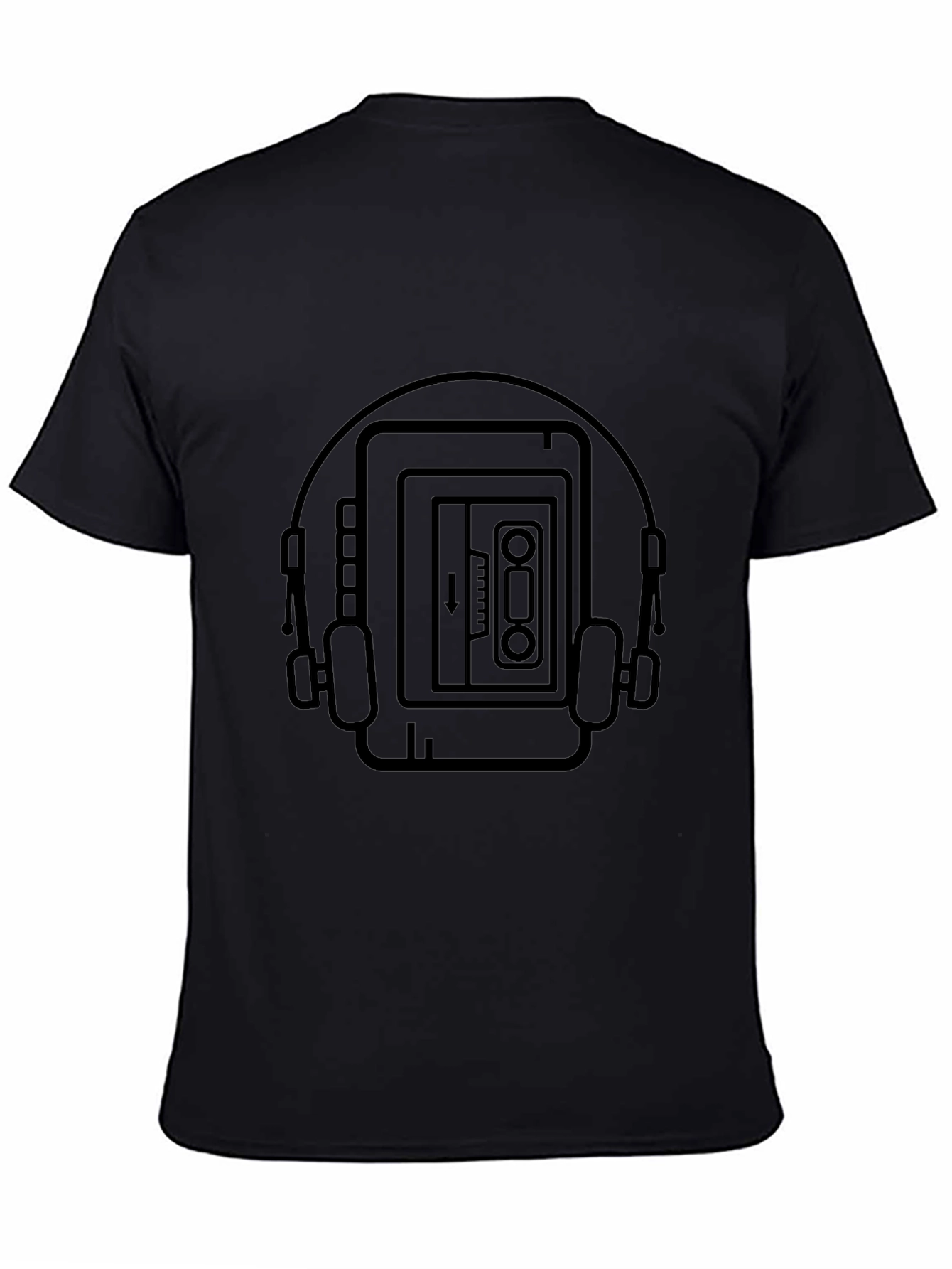 Black Retro Music Player T-Shirt - Cool Graphic Tee view 4