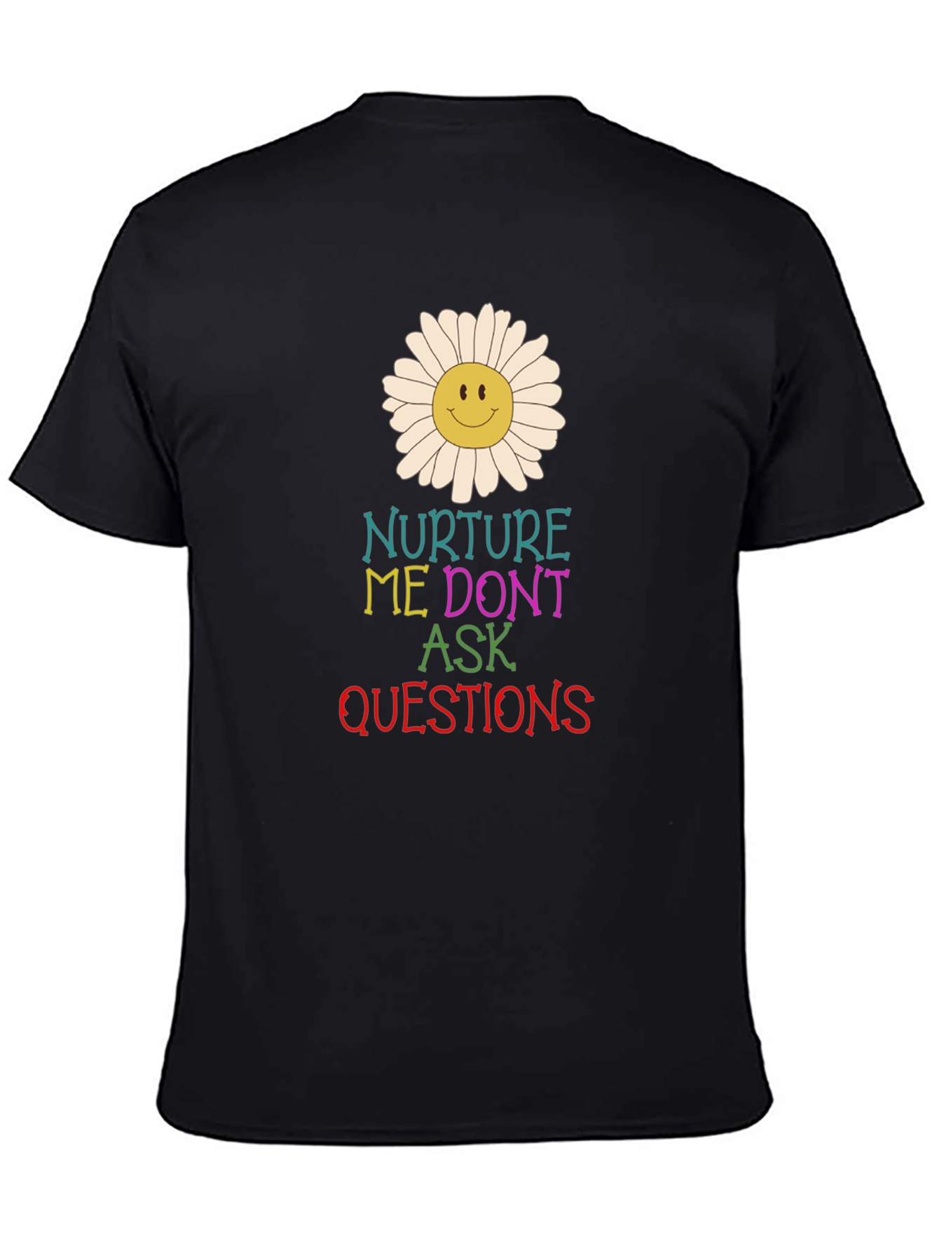 Black Nurture Me Graphic Tee - Black Cotton T-Shirt view 4