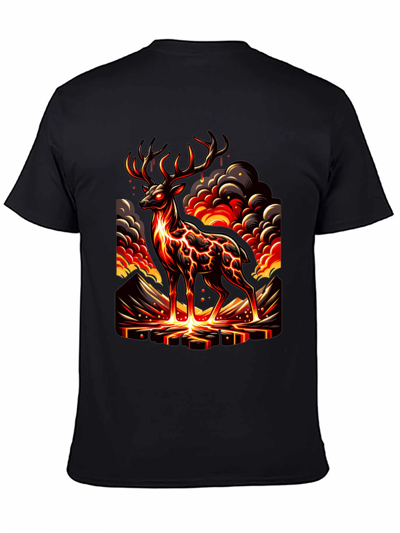Black Lava Deer Graphic Tee - Men's Black T-Shirt view 4
