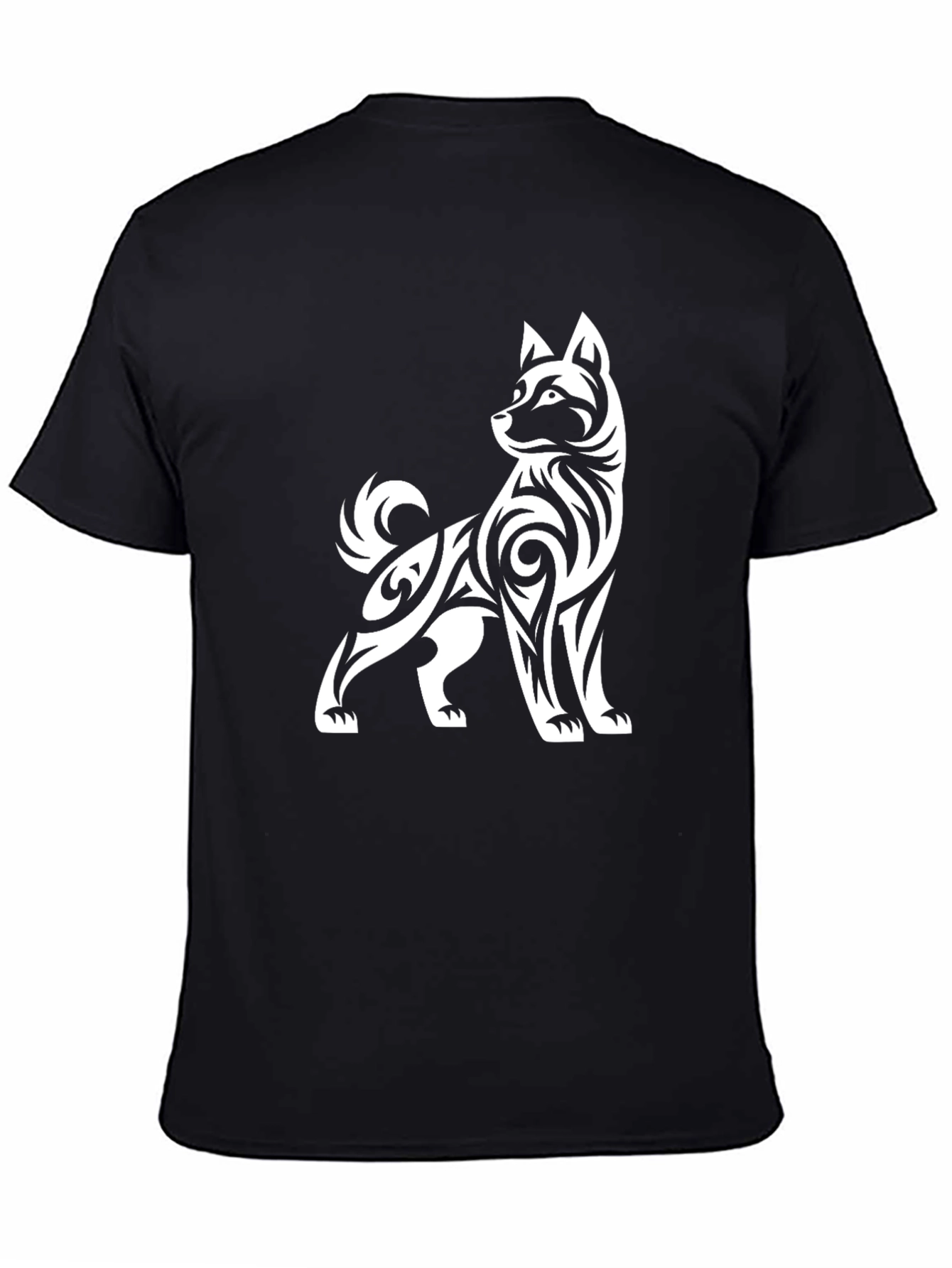 Black Tribal Dog Graphic Tee - Black Cotton Blend view 4