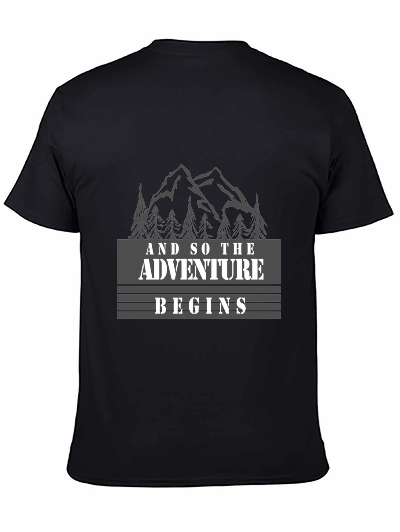 Black Adventure Begins Graphic Tee - Black Cotton Blend view 4