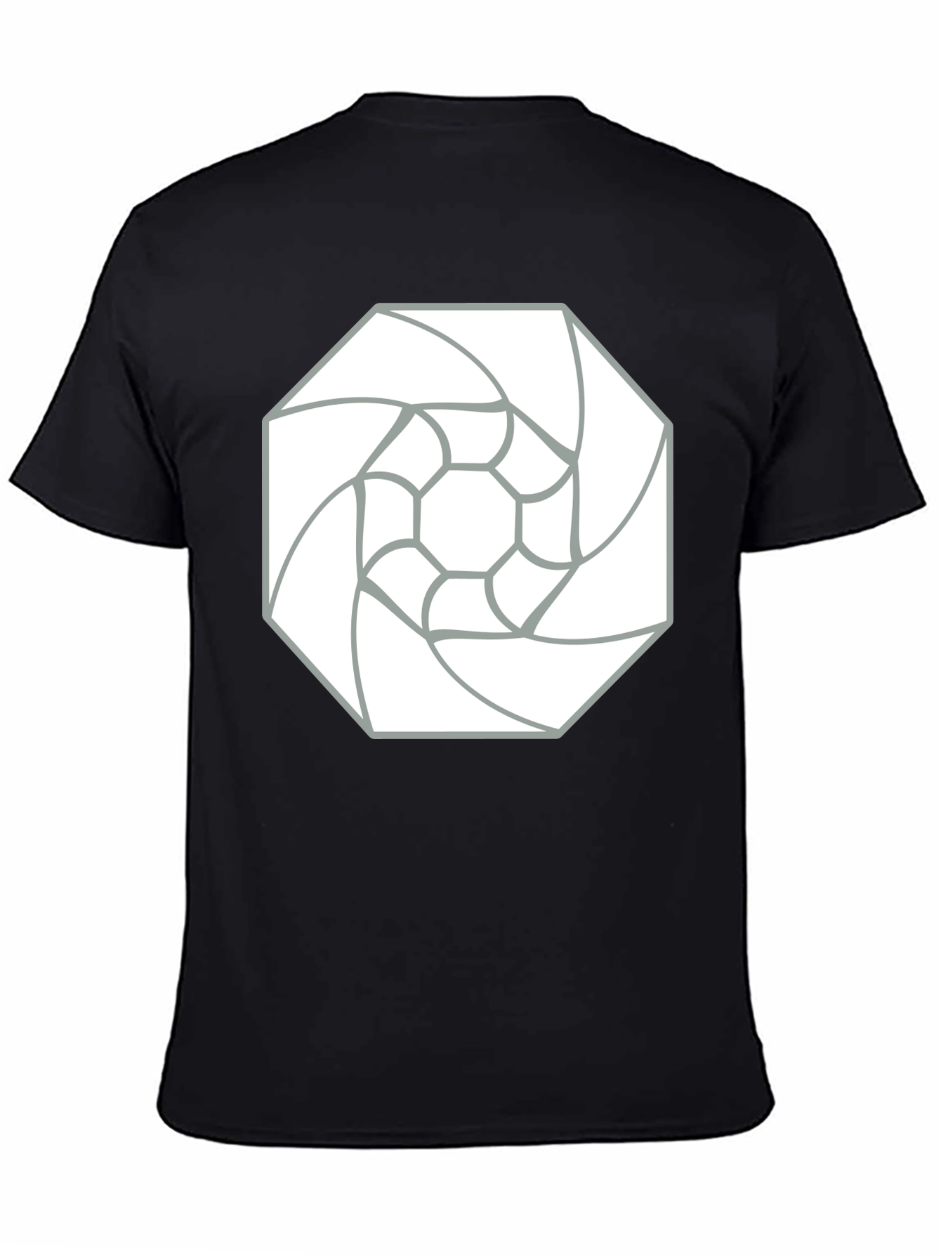 Black Abstract Geometric Tee - Black Cotton Graphic T-Shirt view 4
