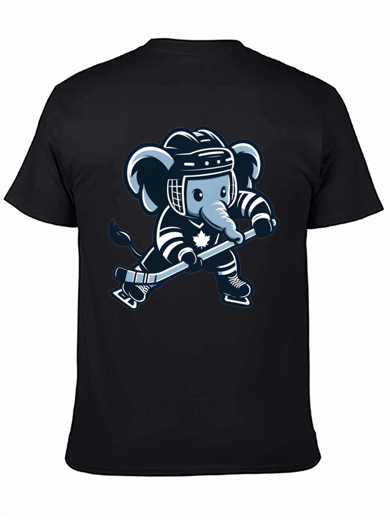 Black Hockey Elephant Graphic Tee - Black Cotton T-Shirt view 4