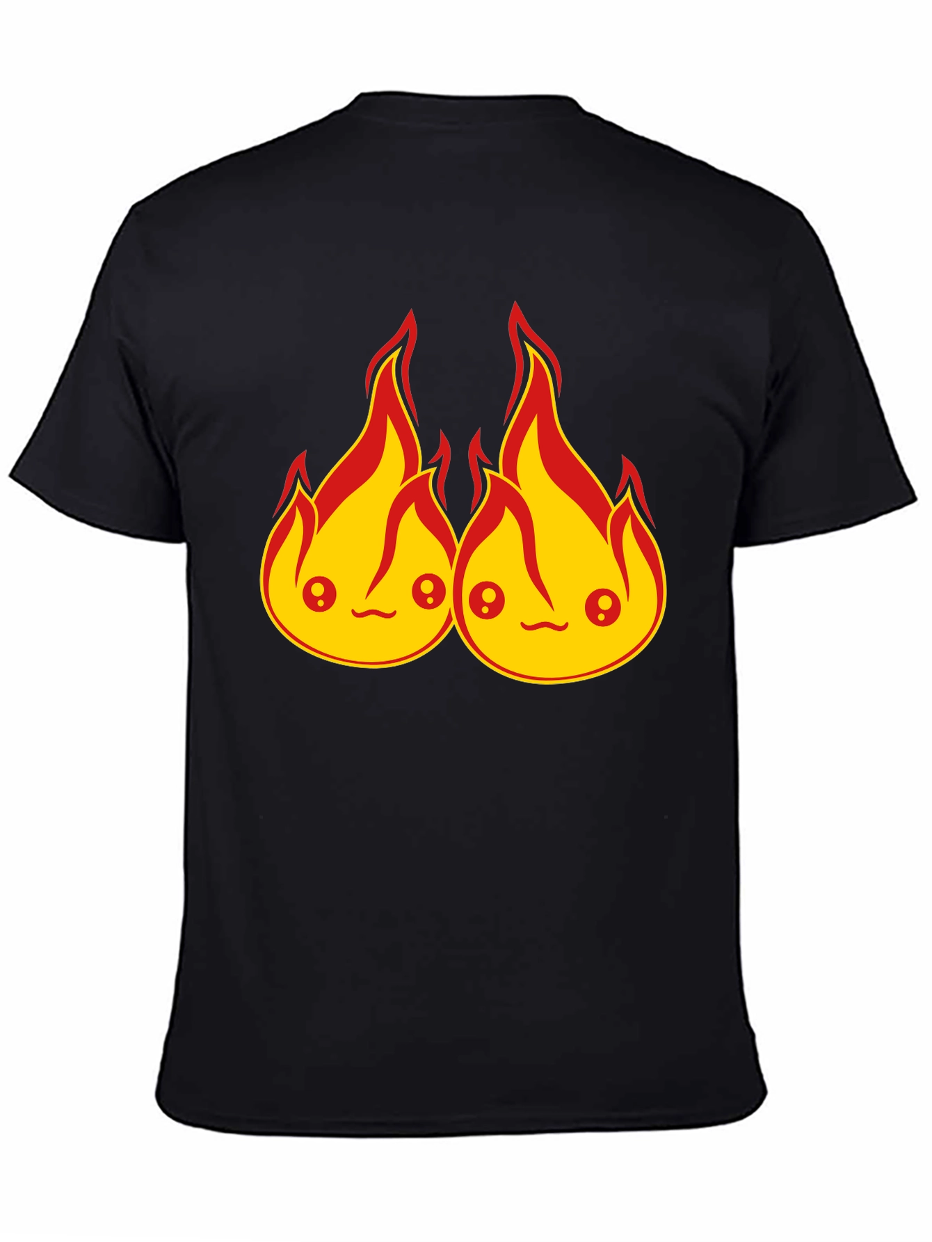 Black Kawaii Fire Flames Graphic T-Shirt - Cute Design view 4