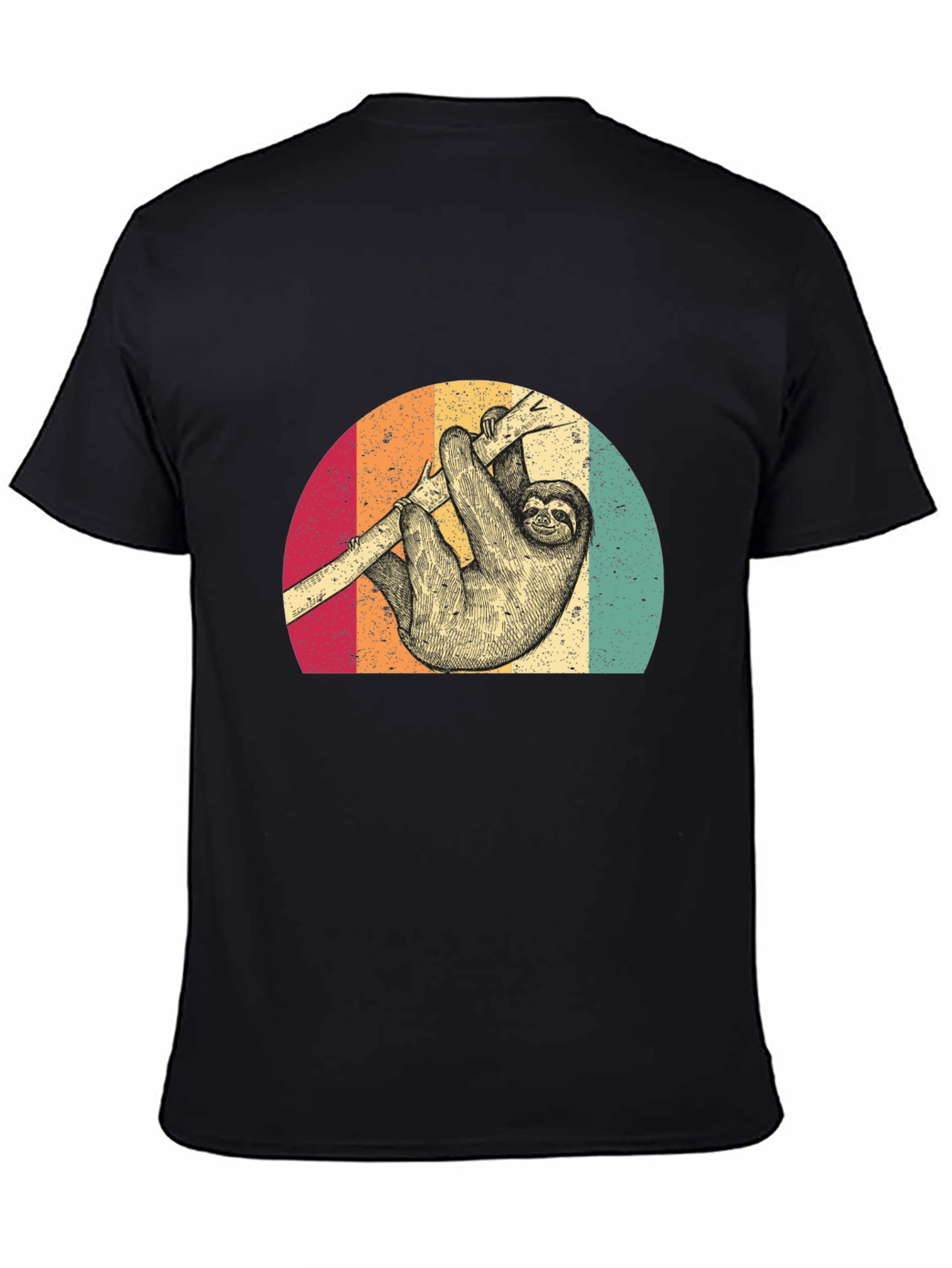 Black Retro Sloth T-Shirt view 4