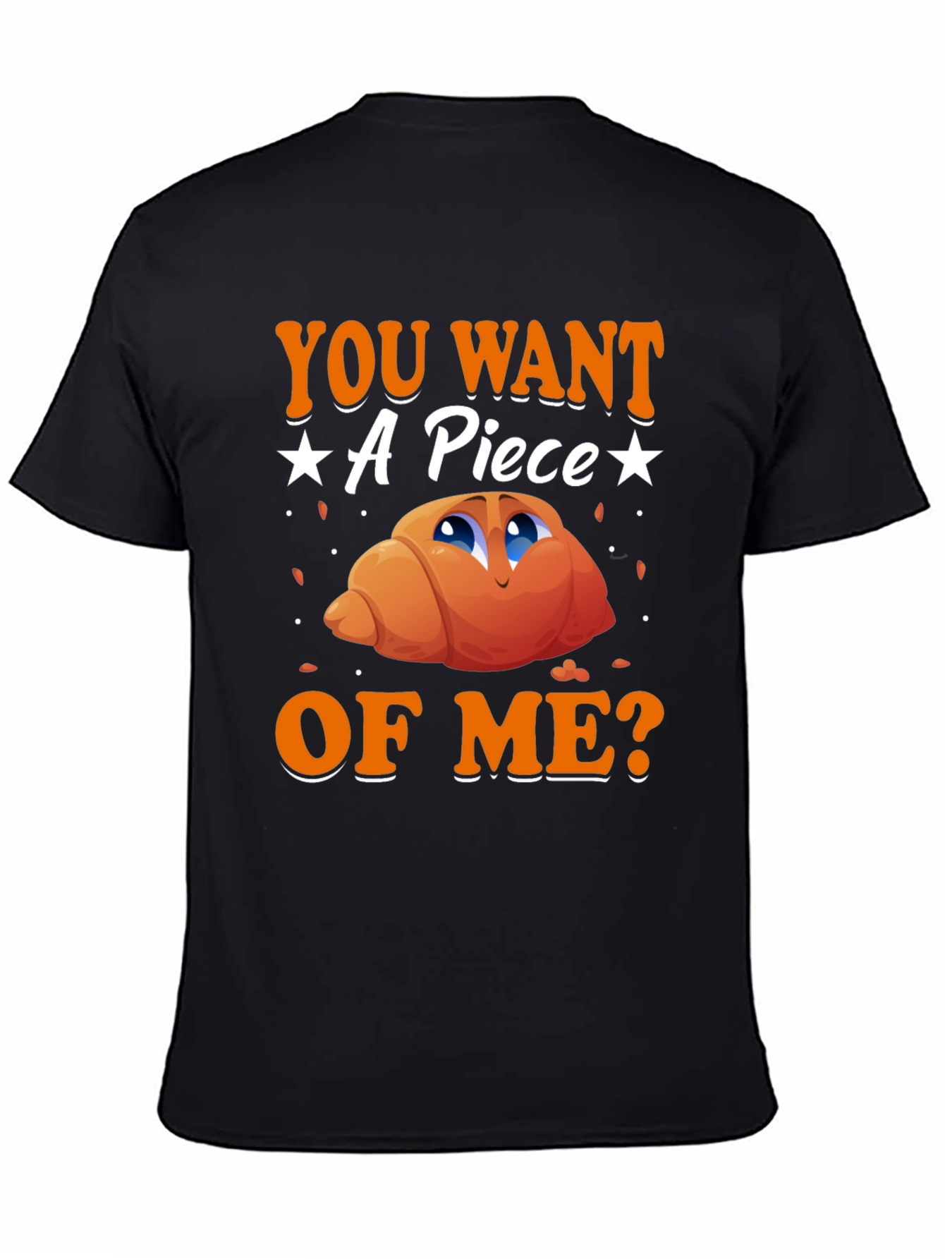 Black Funny Croissant Graphic T-Shirt view 4