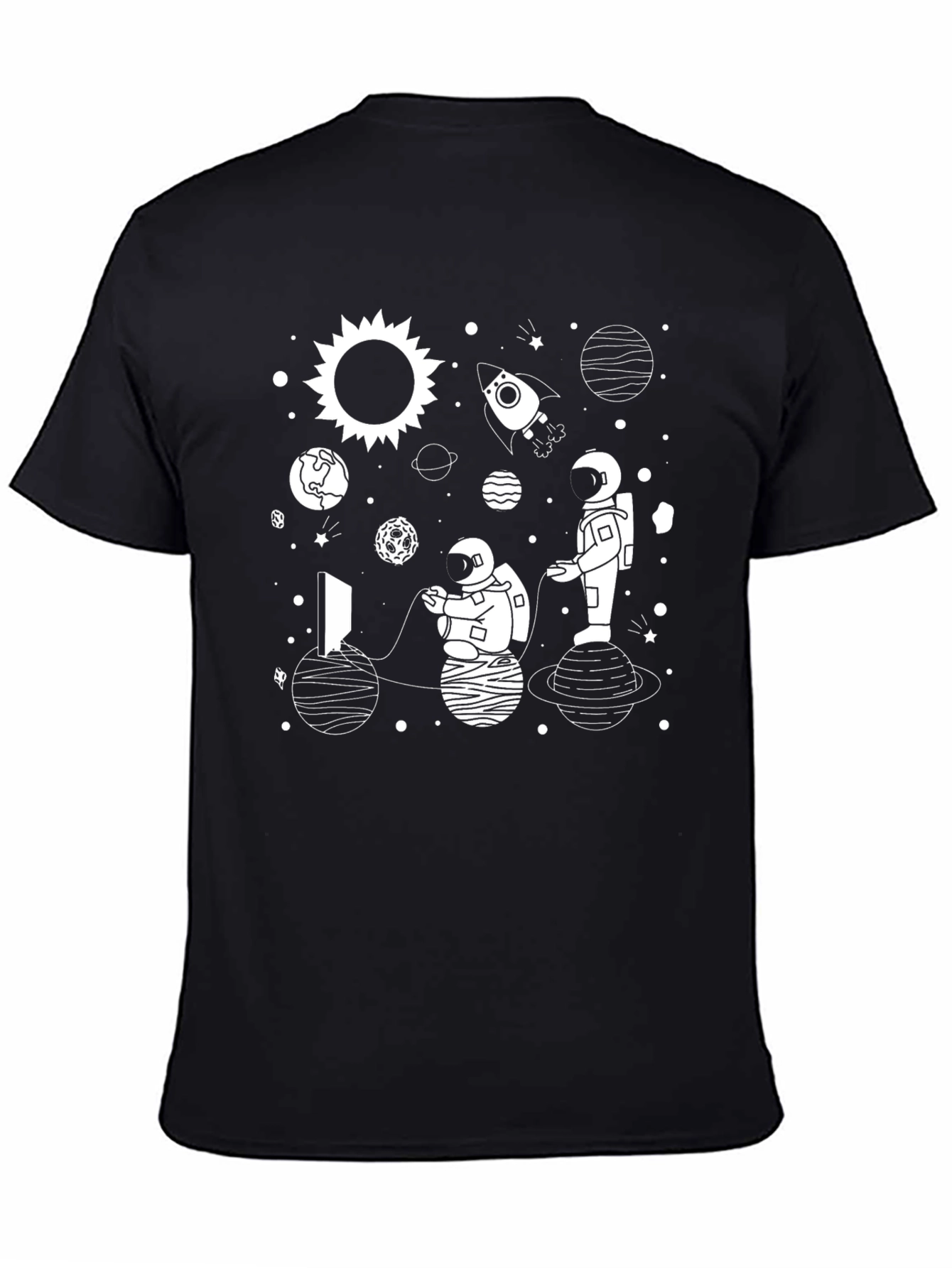 Black Astronaut Gaming T-Shirt - Space Lover Gift view 4