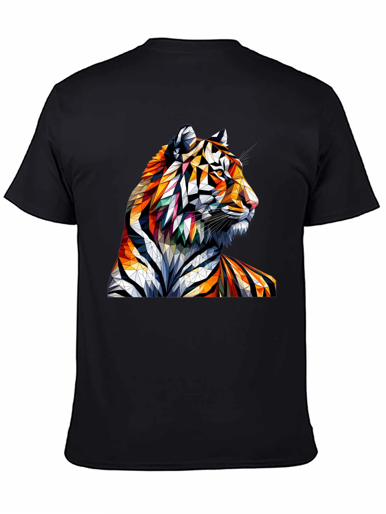 Black Geometric Tiger Graphic Tee - Unique Animal Art Shirt view 4