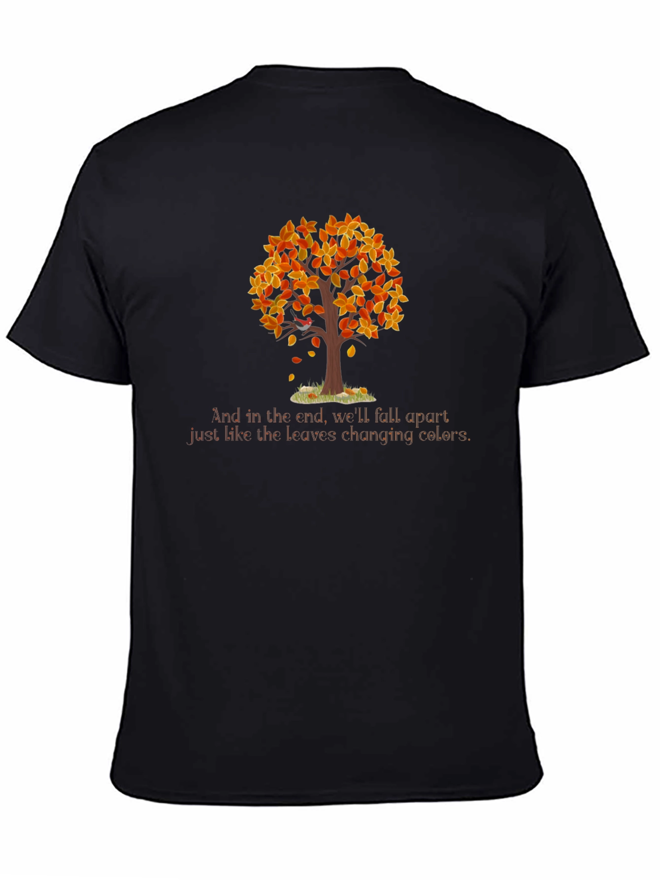 Black Fall Tree T-Shirt - Changing Colors view 4