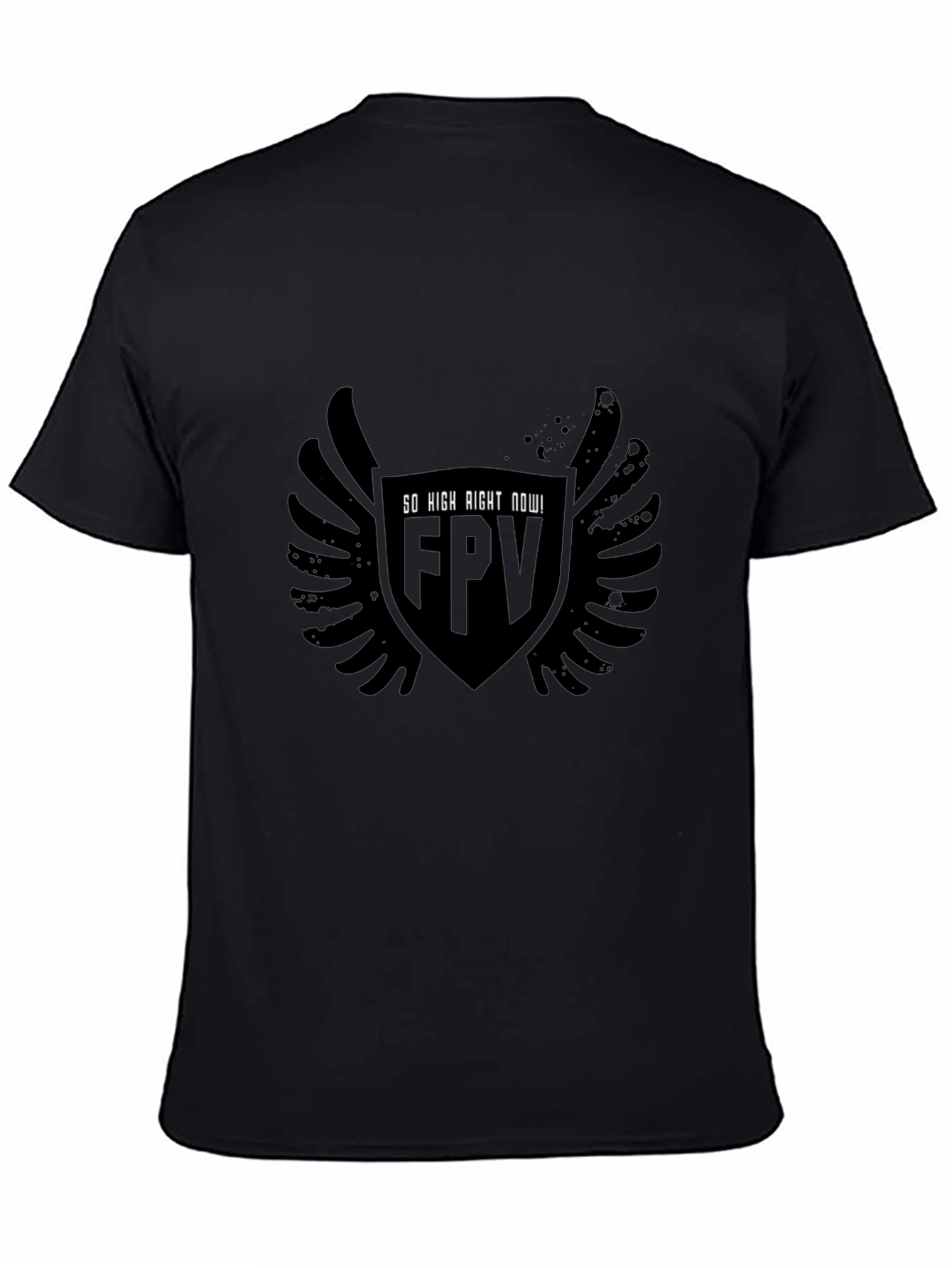 FPV Drone Pilot T-Shirt - "So High Right Now!" Black Tee - 4