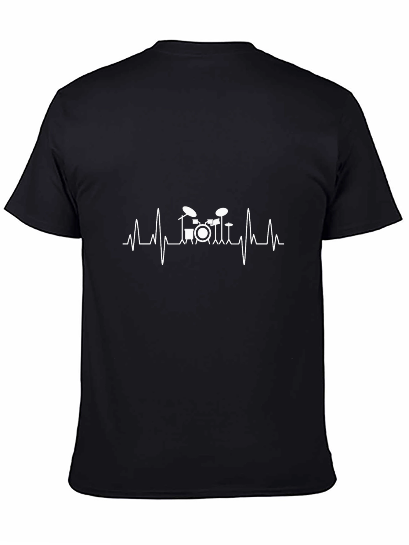 Black Drumbeat Heartbeat Tee - Musician's Rhythm T-Shirt view 4