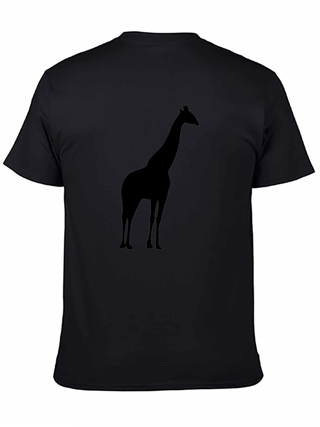 Black Giraffe Silhouette Black T-Shirt view 4