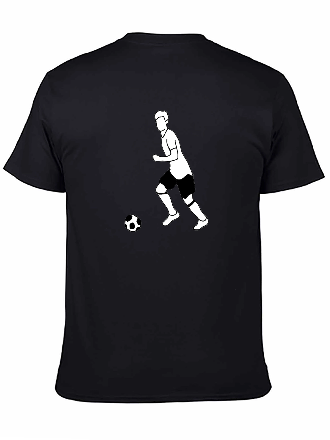 Black Soccer Player Graphic Tee - Black Cotton T-Shirt view 4