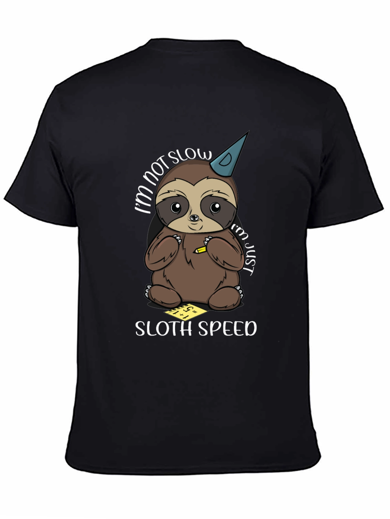 Black Cute Sloth Math T-Shirt - Sloth Speed view 4