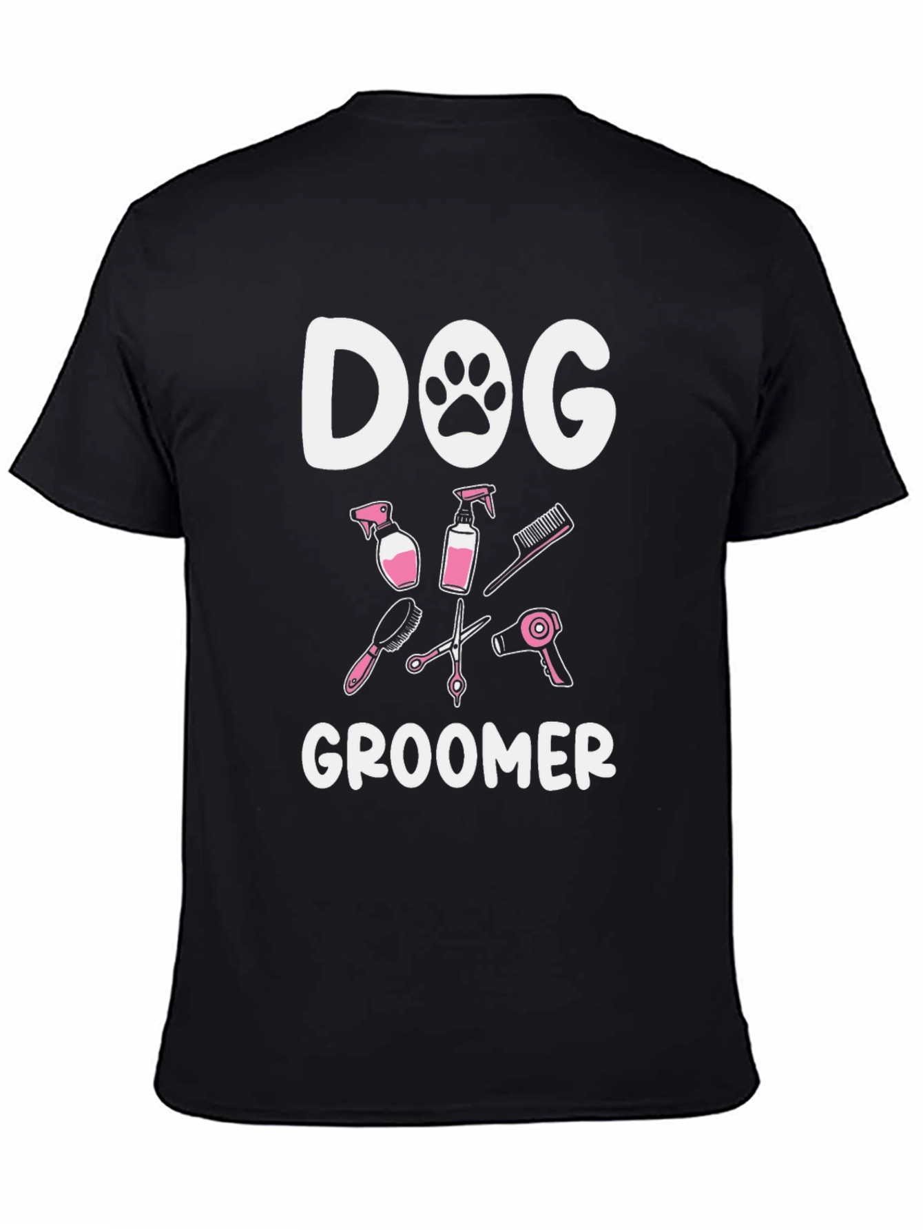 Black Dog Groomer T-Shirt - Black Cotton Tee view 4