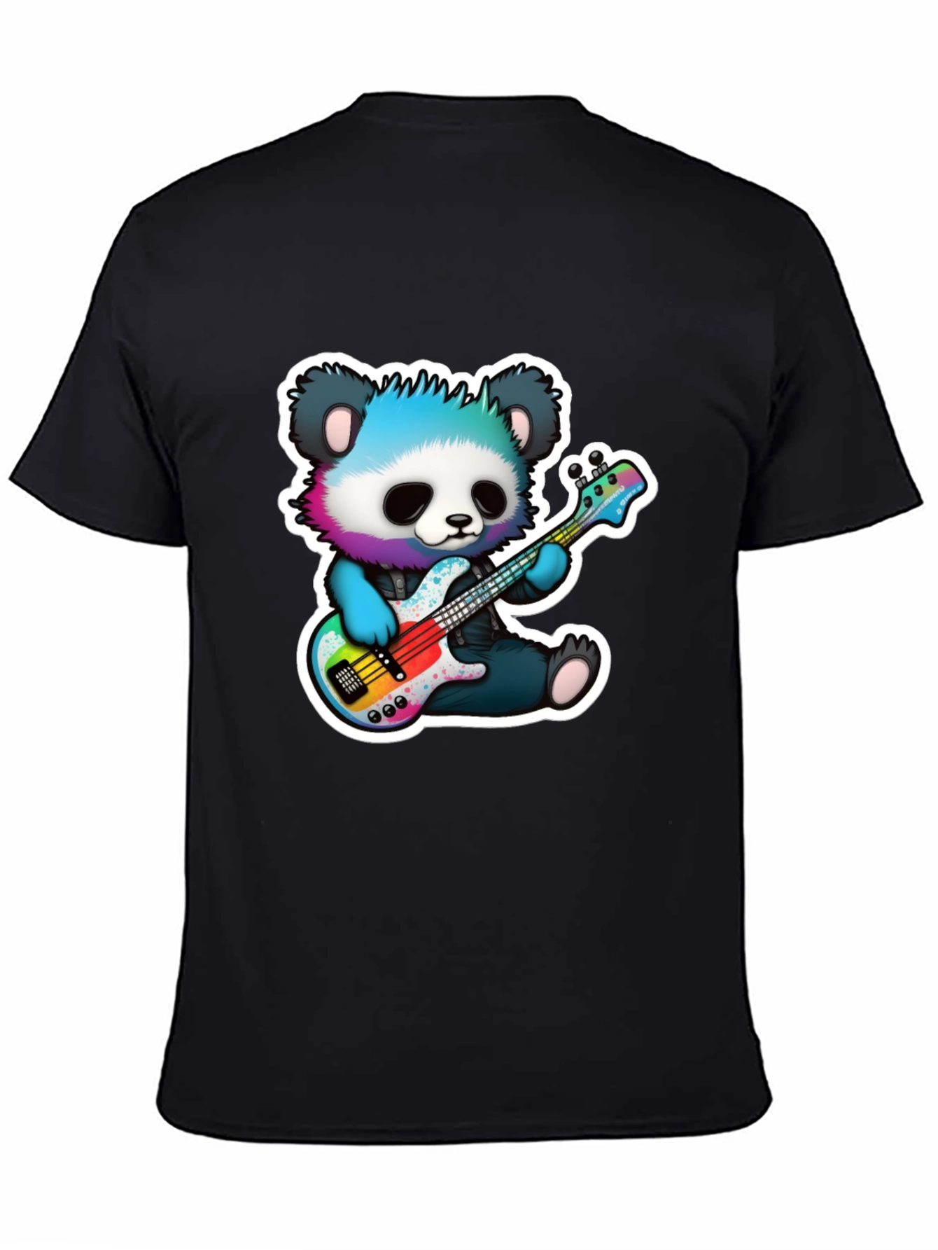 Black Panda Guitarist Graphic Tee - Cool Bear Musician Shirt view 4