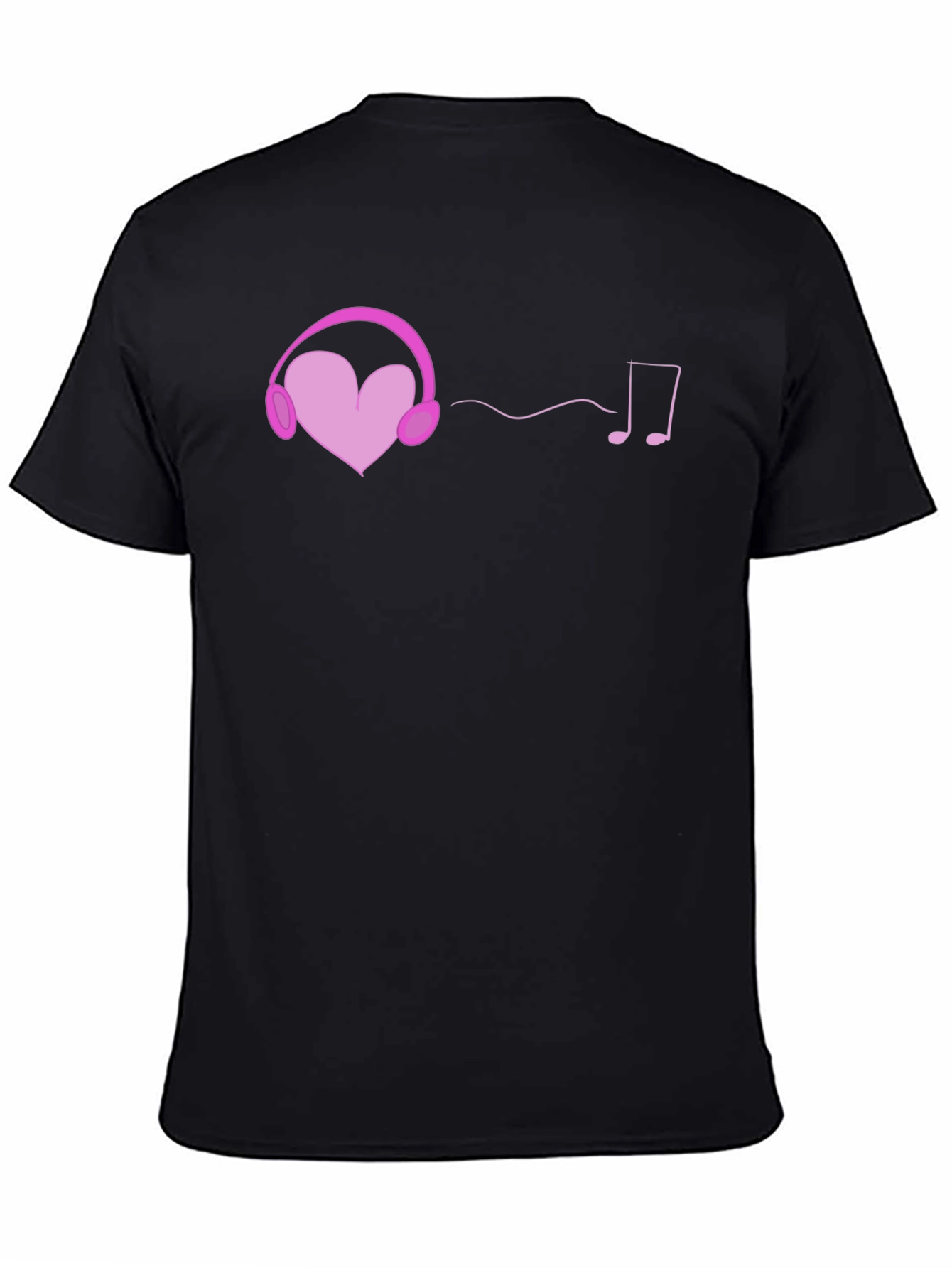 Black Heart Headphones Graphic Tee - Music Lover T-Shirt view 4