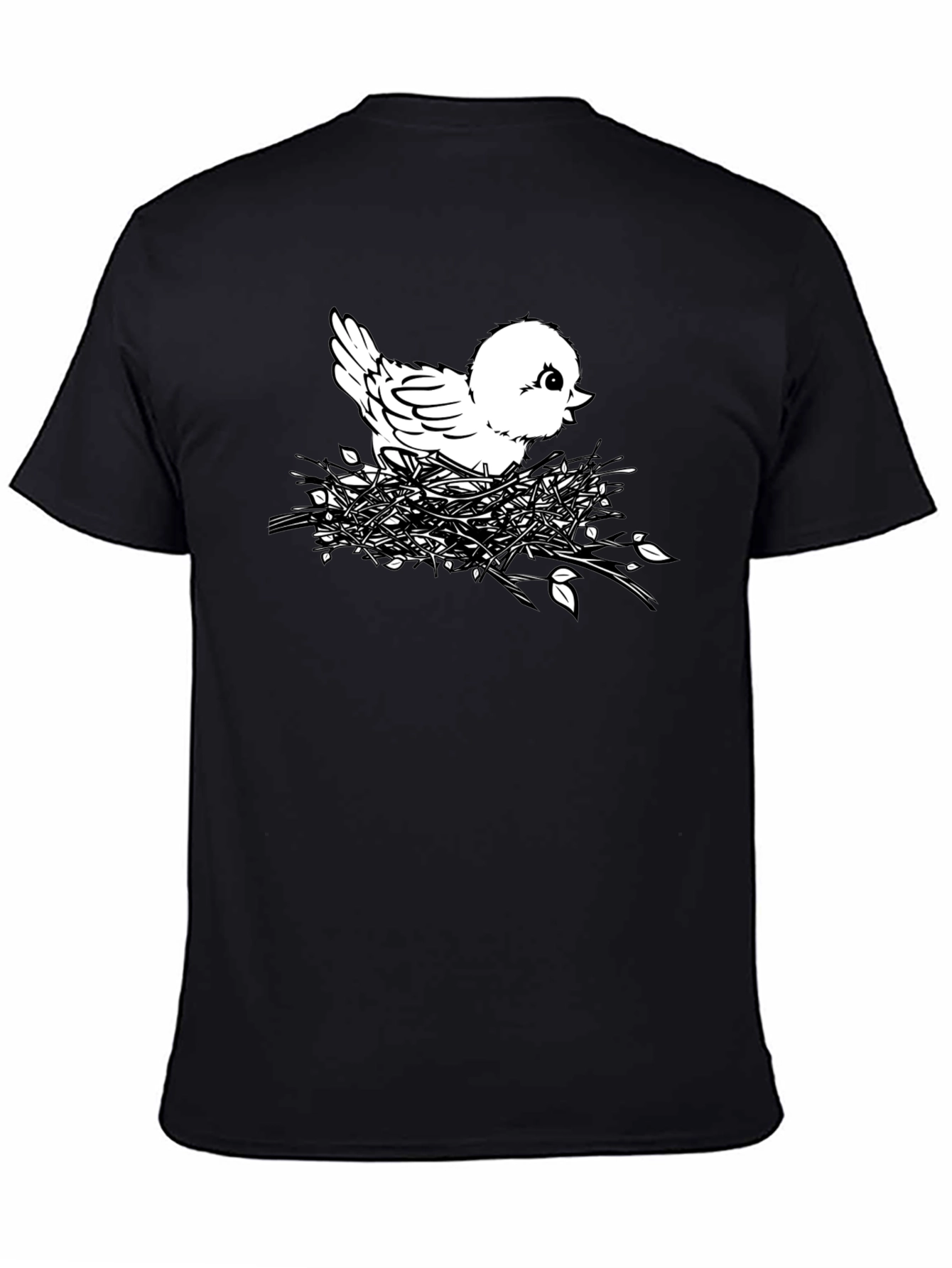 Black Cute Chick in Nest Graphic T-Shirt - Black view 4