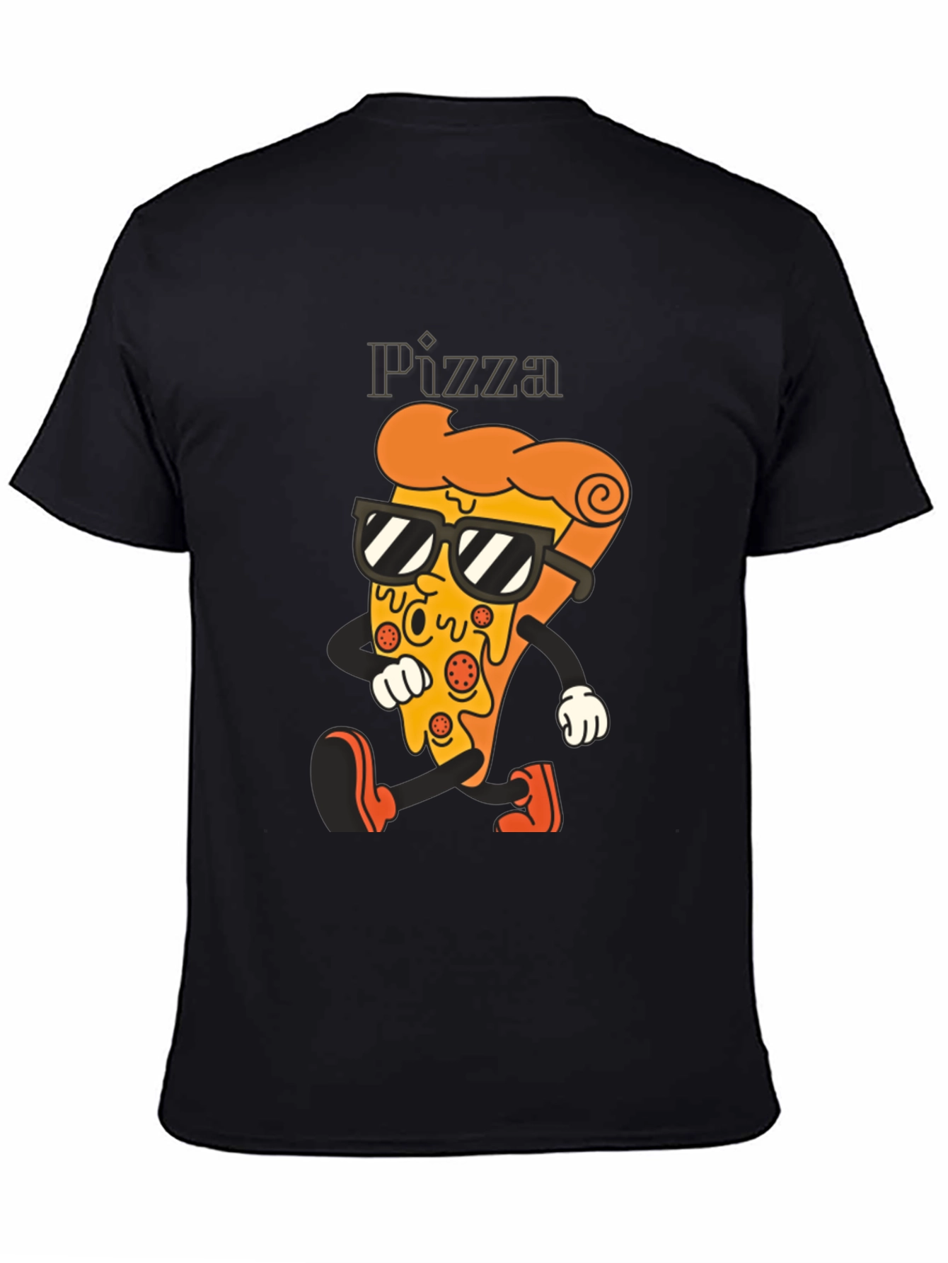 Black Cool Pizza Slice Graphic Tee - Black T-Shirt view 4