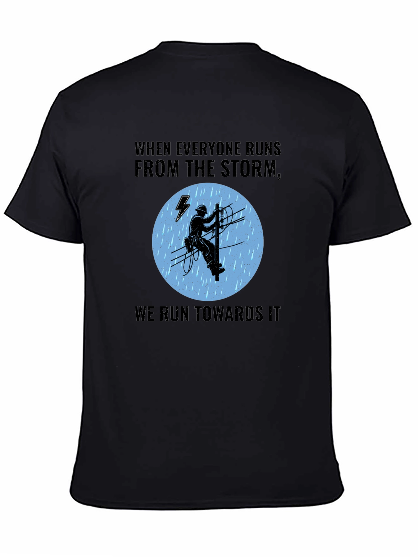 Black Storm Chaser Lineman T-Shirt view 4