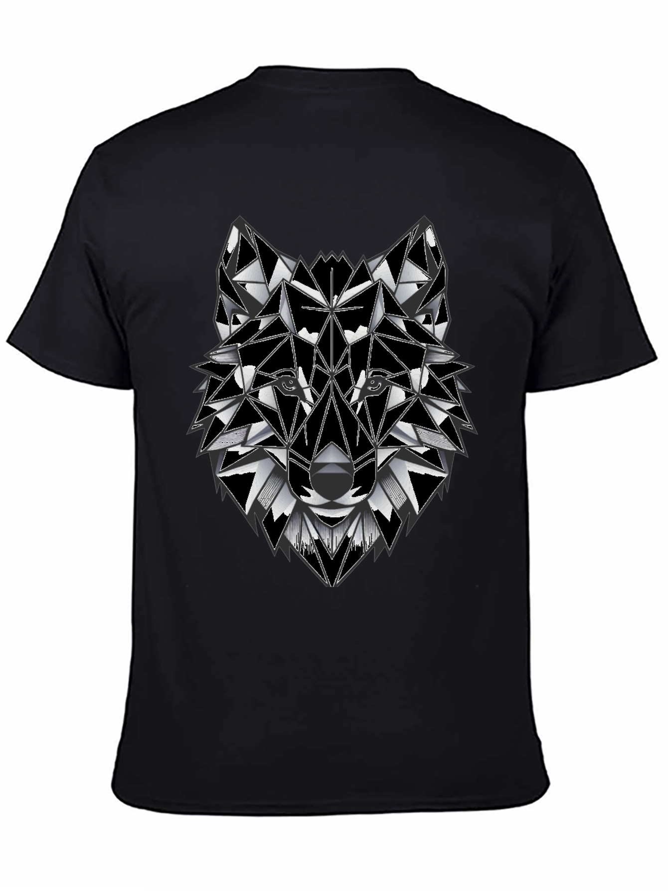 Black Geometric Wolf Graphic Tee - Stylish Men's T-Shirt view 4