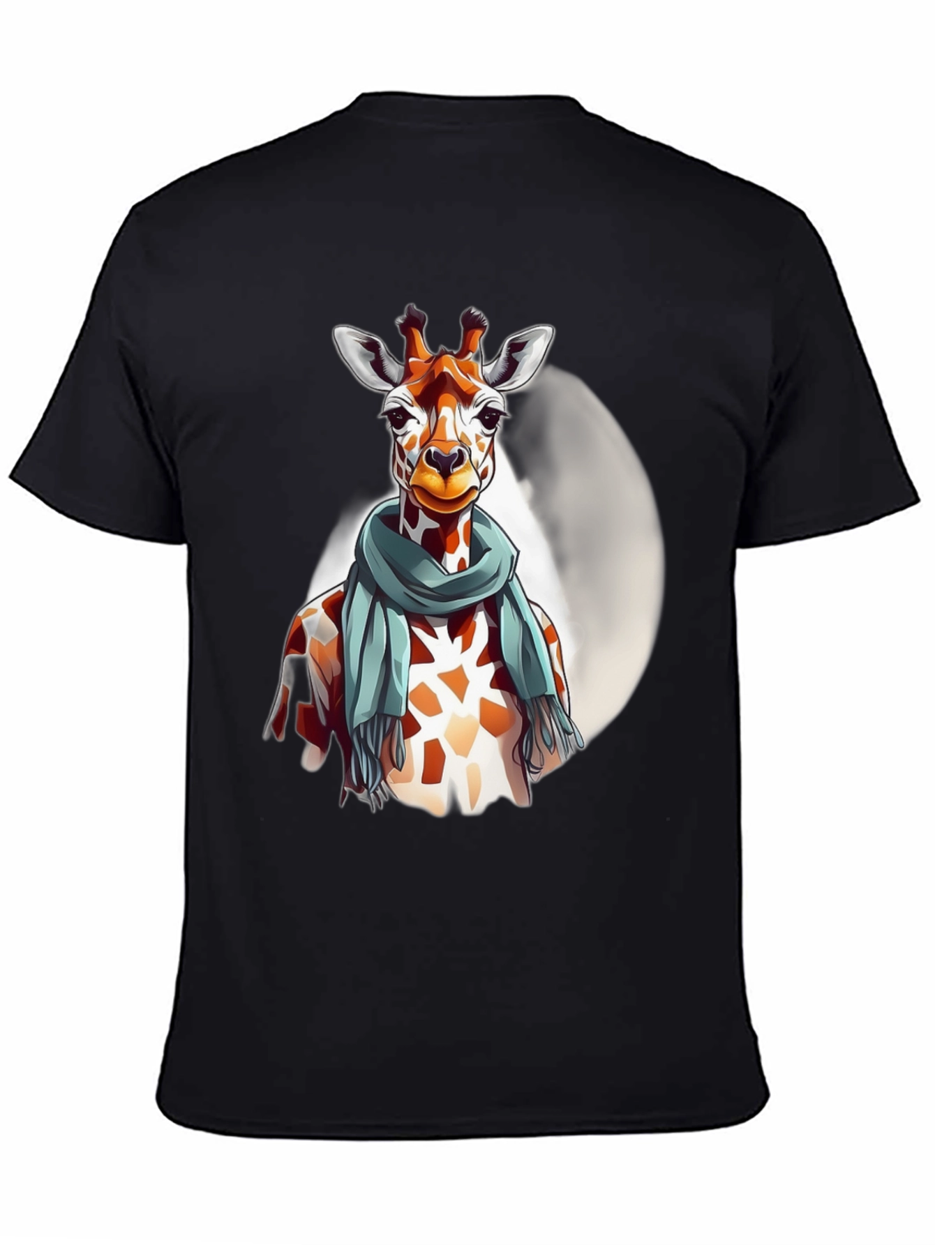 Black Giraffe Scarf Graphic Tee - Unique Design view 4