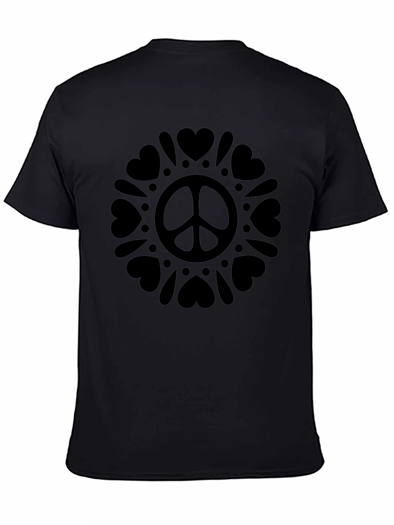 Black Peace Sign Heart Mandala Graphic Tee view 4