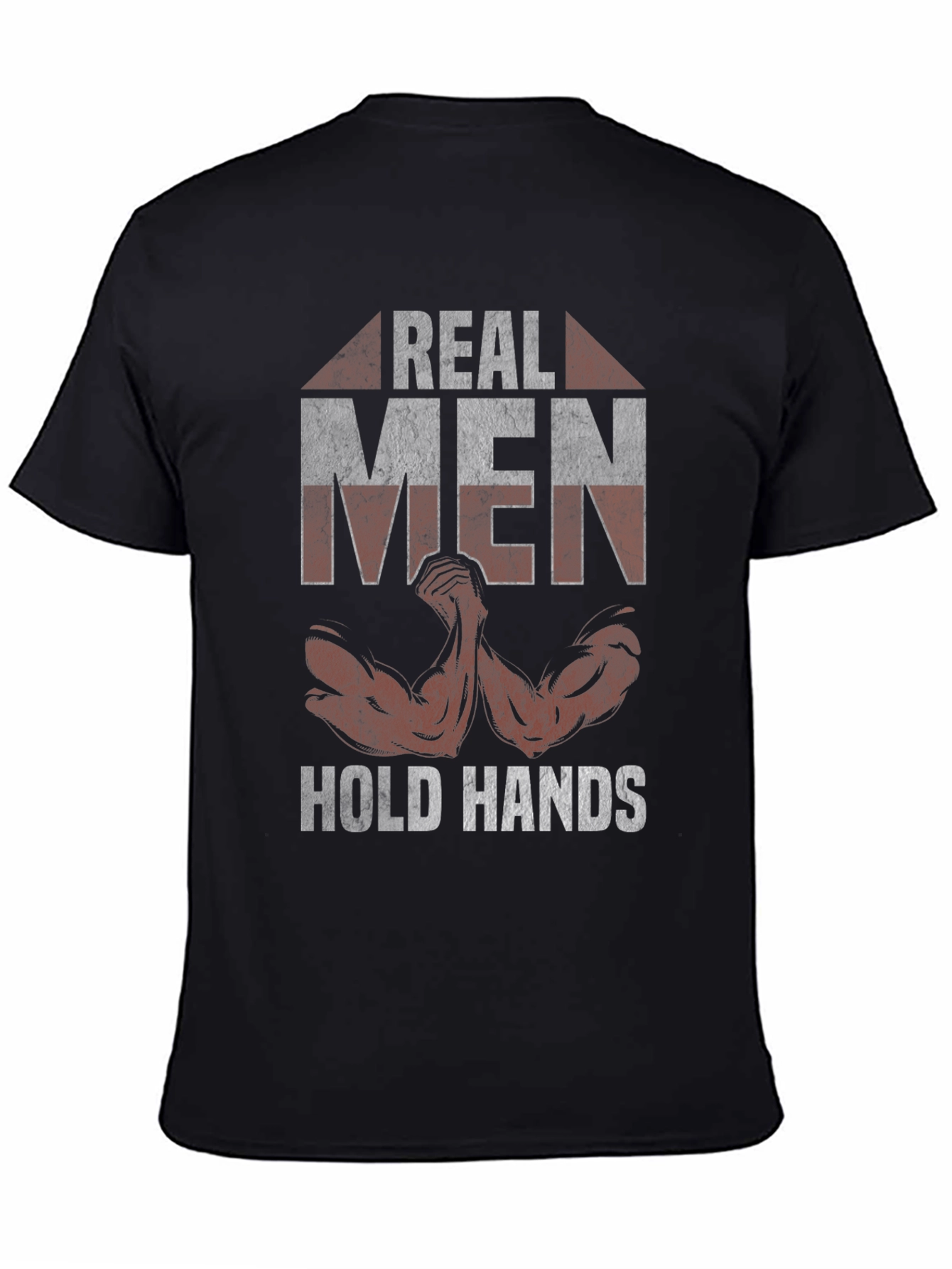 Black Real Men Hold Hands Graphic T-Shirt view 4