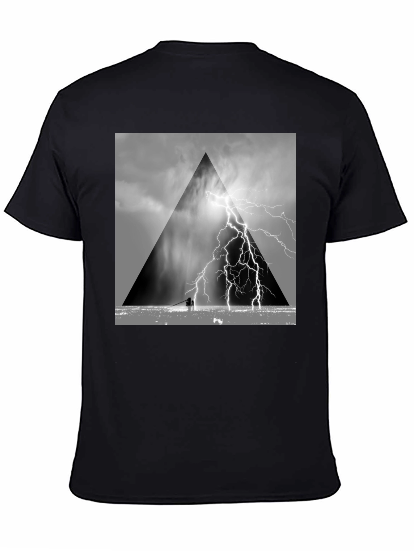 Black Stormy Triangle Graphic T-Shirt view 4