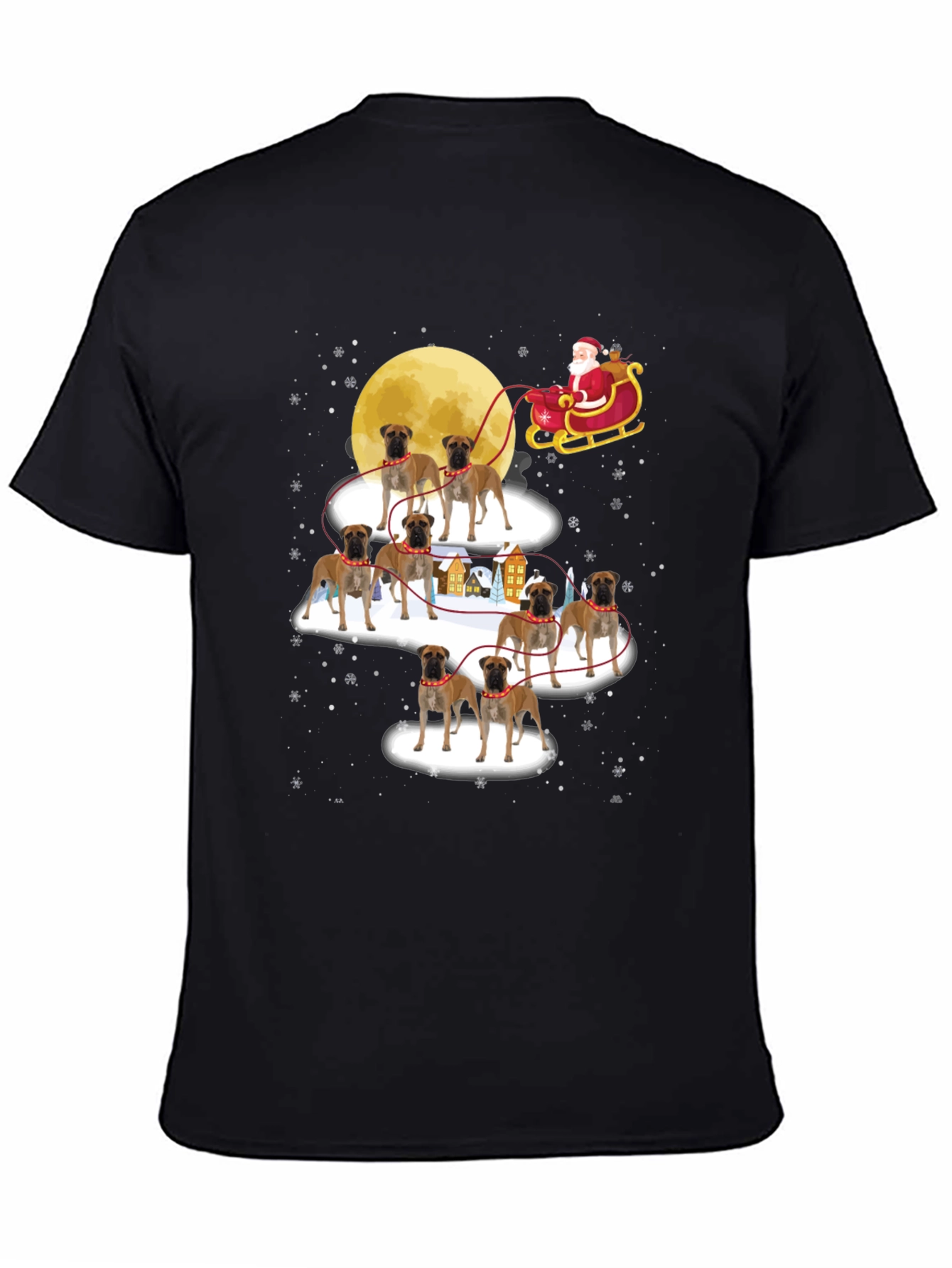 Black Boxer Dog Santa Christmas T-Shirt view 4