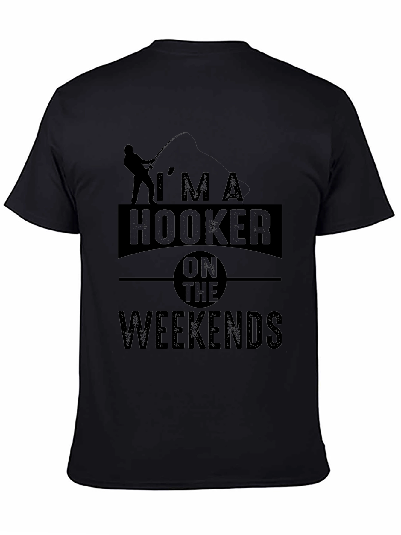 Black I'm A Hooker On The Weekends Fishing T-Shirt view 4