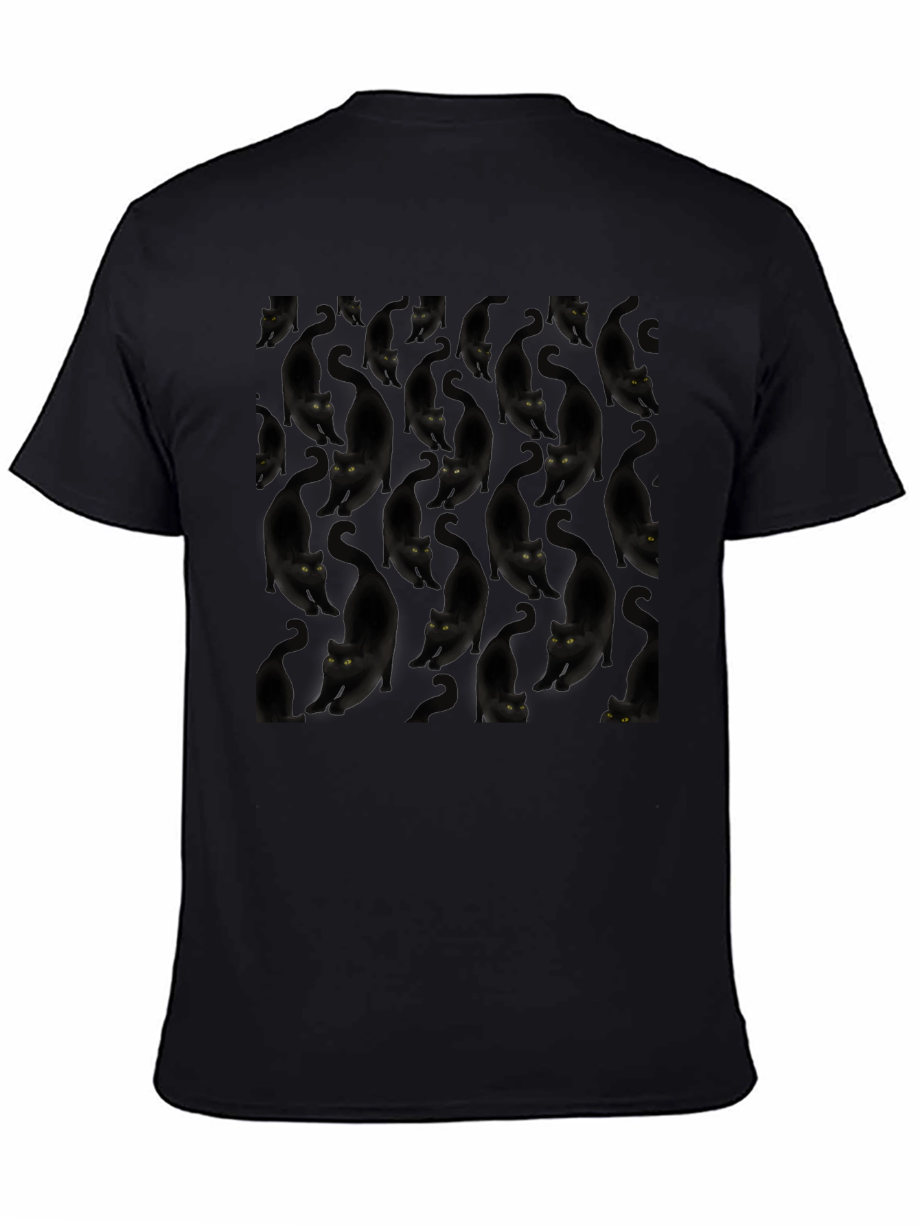 Black Black Cat Pattern Tee - Unique & Stylish view 4