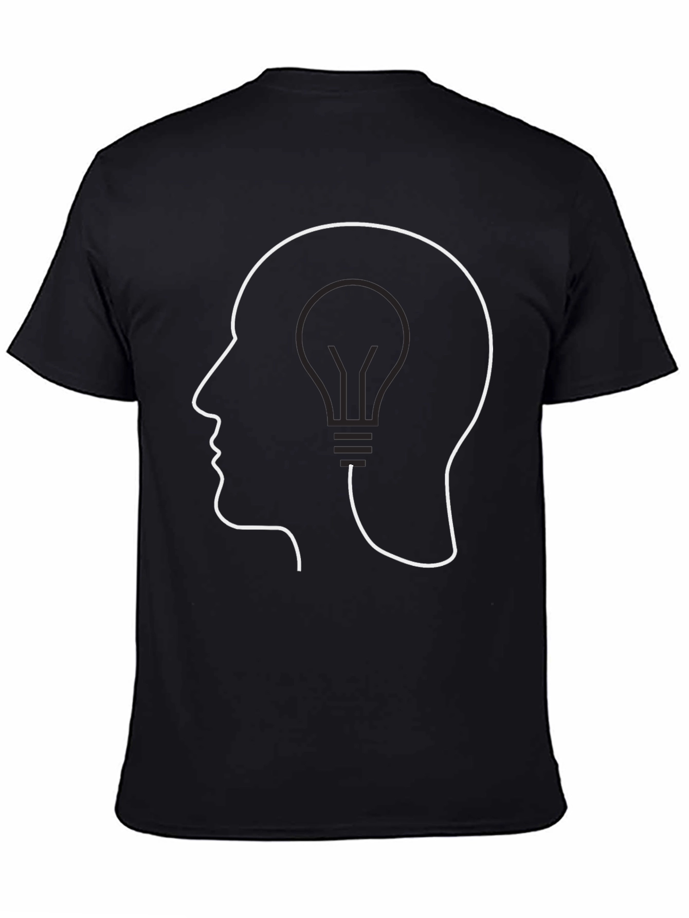 Black Thinking Lightbulb Tee - Stylish Idea T-Shirt view 4